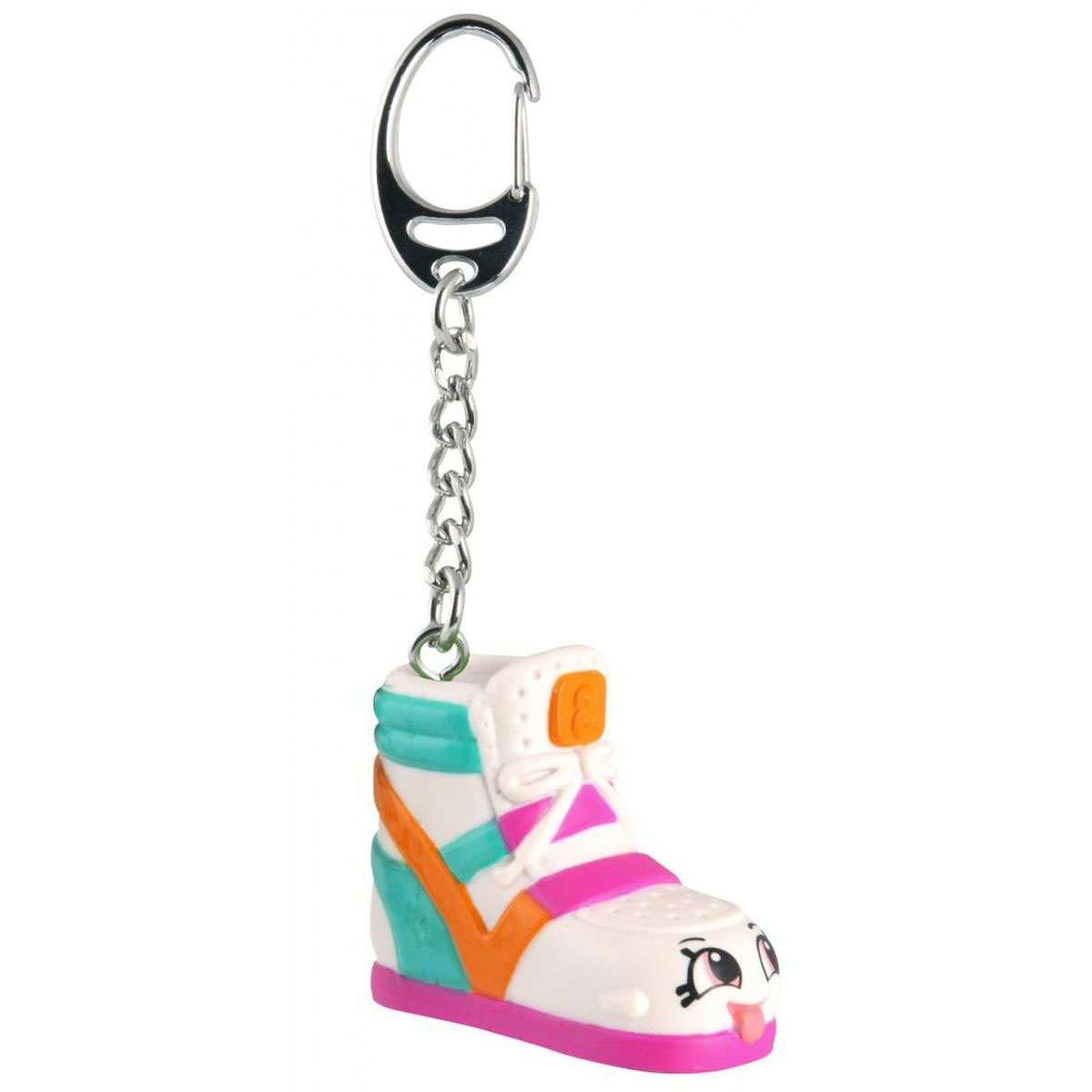 Shopkins Брелок Sneaky Wedge93307/ast93300 Shopkins Брелок Sneaky Wedge93307/ast93300Брелок Shopkins Sneaky Wedge – это яркий аксессуар, который станет отличным подарком для вашей девочки. Брелок выполнен в виде симпатичного башмака белого цвета с оранжевыми, зелеными и розовыми полосками. Впереди изображена веселая мордочка с высунутым языком. Аксессуар выполнен из безопасного для детей материала. На такой брелок вашей малышке будет приятно повесить свои ключи, также его можно просто повесить на рюкзак и он будет радовать ее своим видом.