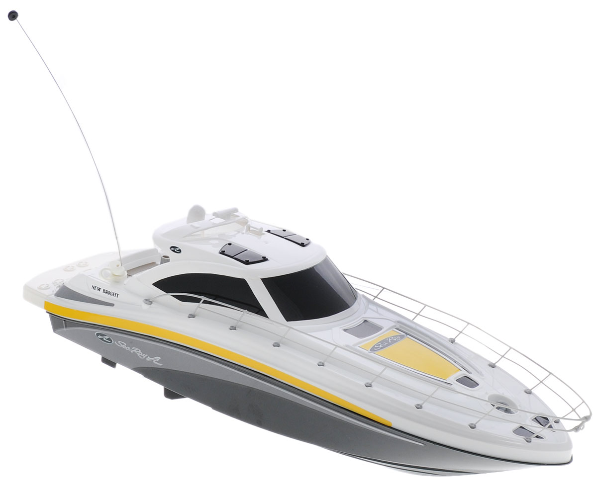 New Bright Катер на радиоуправлении Sea Ray цвет белый черный7185 New Bright Катер на радиоуправлении Sea Ray цвет белый черный7185Катер на радиоуправлении New Bright Sea Ray поразит вас своей скоростью, маневренностью и доставит много приятных минут, которые вы сможете провести рядом с вашим юным любителем радиоуправляемых моделей. Катеру найдется место и в ванной, и во время отдыха на пляже. Обладая стремительными изгибами корпуса и полнофункциональным управлением, модели будут подвластны любые водоемы! Пульт управления работает на частоте 27 MHz, а радиус его действия составляет 25-30 метров. Радиоуправляемые игрушки способствуют развитию координации движений, моторики и ловкости. Для работы катера необходимо купить 4 батарейки типа АА (не входят в комплект). Для работы пульта управления необходимо купить 2 батарейки типа АА (не входят в комплект).