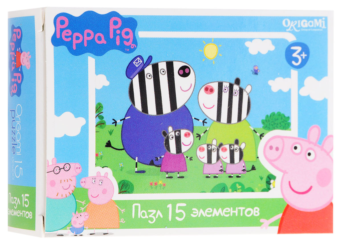 Оригами Мини-пазл Peppa Pig Зебры 01593AST000000000181837_зебра Оригами Мини-пазл Peppa Pig Зебры 01593AST000000000181837_зебраМини-пазл Оригами Peppa Pig. Зебры - это хороший способ в ненавязчивой форме развивать у ребёнка мелкую моторику рук, пространственное мышление. Детали пазла изготовлены из плотно спрессованного картона, а верхний слой представлен заламинированной картинкой с красочным изображением героев мультсериала Свинка Пеппа. Размер собранного пазла: 13 см х 18 см.