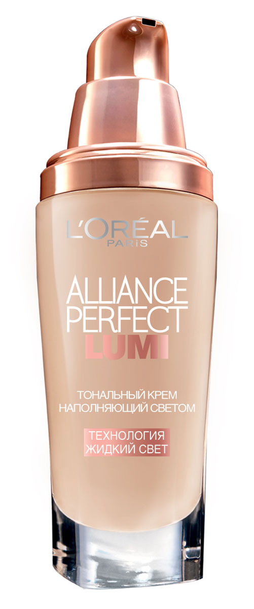 LOreal Paris Тональный крем Alliance Perfect, Lumi, оттенок N3, Светло-бежевый, 30 мA8510400 LOreal Paris Тональный крем Alliance Perfect, Lumi, оттенок N3, Светло-бежевый, 30 мA8510400Тональный крем от LOreal Paris Alliance Perfect Lumi меняет традиционное представление о тональном креме: его формула направлена на то, чтобы сохранять естественный свет, идущий от нашей кожи. Уникальный активный ингредиент - Флюид Андерсена, настоящий концентрат жидкого света, дарит кожи несравненное естественное сияние. Флюид содержит специальные частички в форме пластинок, имеющие легкий блеск. При нанесении они располагаются радом друг с другом, оптимально отражая свет и улучшая сияние кожи. Легкая консистенция отличается высокой стойкостью. Результат: тон кожи идеально выровнен. + 33% сияния, 24 часа увлажнения, 14 часов стойкости, 100% отсутствие жирного блеска. Товар сертифицирован.