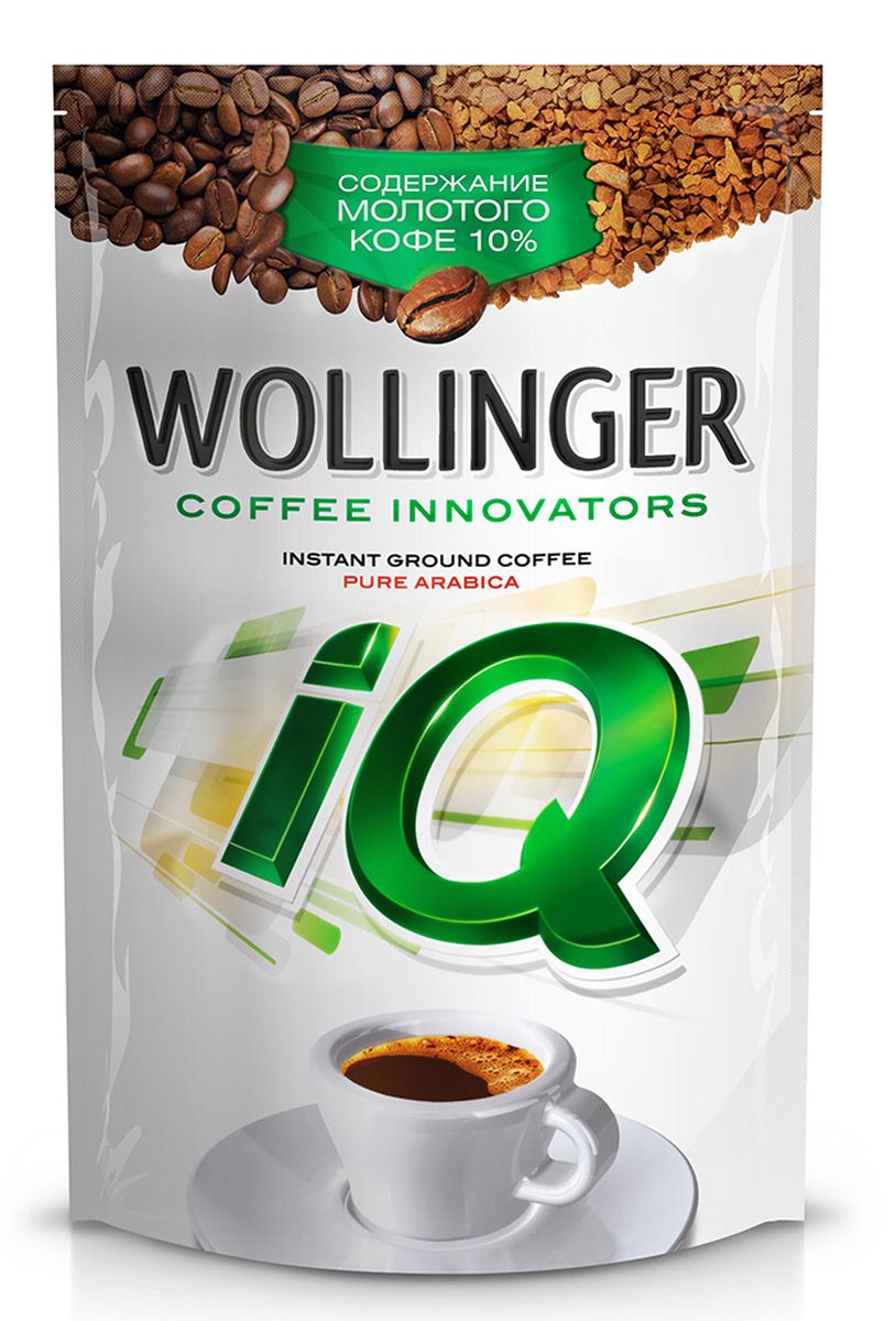 Wollinger IQ кофе растворимый с добавлением молотого, 150 г4630007984735 Wollinger IQ кофе растворимый с добавлением молотого, 150 г4630007984735Wollinger - кофе высшего качества Arabica Brazil Bourbon с добавлением молотого жареного кофе Arabica Santos произведен по уникальной технологии, при которой молотый кофе становится неотъемлемой частью каждого кристалла. Насыщенный плотный вкус и неповторимый стойкий аромат свежезаваренного кофе - уникальные особенности Wollinger IQ.