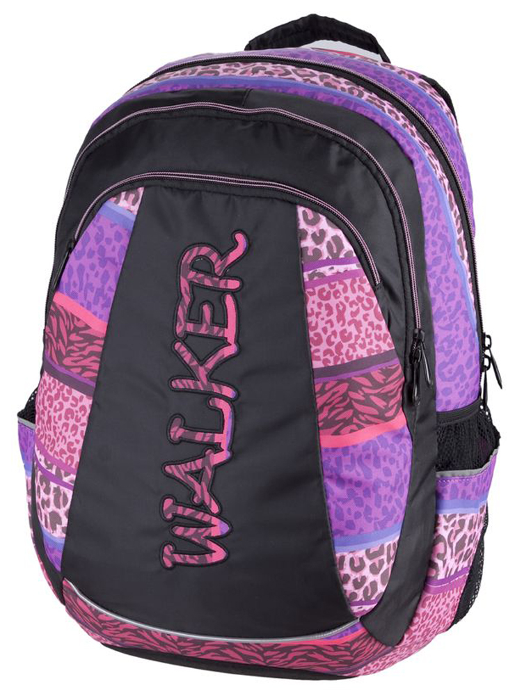 Walker Рюкзак школьный Fun Wildlife42076/80 Walker Рюкзак школьный Fun Wildlife42076/80Рюкзак Walker Fun Wildlife - это современный многофункциональный молодежный ранец, который выполнен из прочного износостойкого материала высокого качества. Рюкзак имеет одно основное отделение, закрывающееся на молнию с двумя бегунками. Внутри находится один кармашек на молнии и прочная перегородка. Снаружи рюкзака расположены два отделения на молнии и два боковых кармана с сеткой. В одном из внешних отделений имеются несколько кармашков для мелких аксессуаров и школьных принадлежностей. Имеется удобная текстильная ручка для переноски. А уплотненная спинка и лямки помогают лучше распределить нагрузку и сохранить форму рюкзака независимо от его наполнения. Светоотражающие элементы расположены на передней части рюкзака на боковых и лямках.