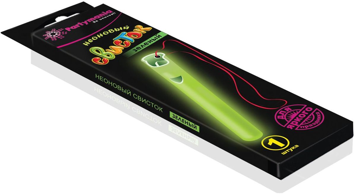Partymania Изделие для праздников и активных игр Неоновый свисток T0115 цвет зеленыйT0115_зеленый Partymania Изделие для праздников и активных игр Неоновый свисток T0115 цвет зеленыйT0115_зеленыйИспользуется для праздников и активных игр. Интенсивный эффект неонового свечения придает оригинальный вид свистку. Изделие светится в течение 5-6 часов. Комплектация: Неоновый свисток - 1шт., Лента - 1 шт. Размер упаковки: 6,4 х 22 см. Цвета свистков: желтый, зеленый, фиолетовый, розовый.