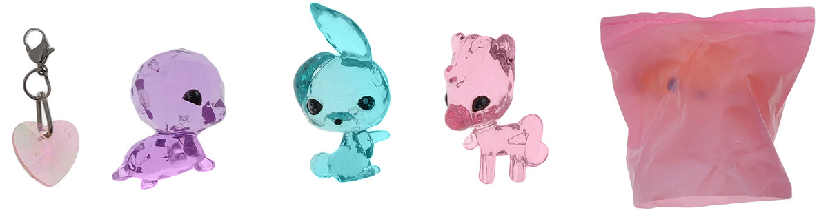 Crystal Surprise Набор фигурок Zing Sparkles Glitter Зверюшка-сюрприз цвет розовый бирюзовый сиреневый 4 шт45713_розовый,бирюзовый,сиреневый Crystal Surprise Набор фигурок Zing Sparkles Glitter Зверюшка-сюрприз цвет розовый бирюзовый сиреневый 4 шт45713_розовый,бирюзовый,сиреневыйСамые искристые, самые сияющие малютки-зверюшки собрались здесь, чтобы принести вам удачу! Когда на небе встает солнце вдогонку тающей луне, появляются зверьки Crystal Surprise. Возьмите их в руку - и почувствуете, как они приносят удачу. У каждого зверька Crystal Surprise есть свое предназначение, каждый из них станет вашим талисманом. Носите, дарите их. Соберите их всех, чтобы умножить их магические способности! В набор входят лошадка Glitzy, кролик Dash, черепаха Sunny и фигурка-сюрприз. Предназначение фигурки Crystal Surprise Лошадка Glitzy - приносит дружбу, предназначение фигурки Crystal Surprise Кролик Dash - вдохновение, предназначение фигурки Crystal Surprise Черепаха Sunny - терпение. В набор также входит подвеска на удачу.
