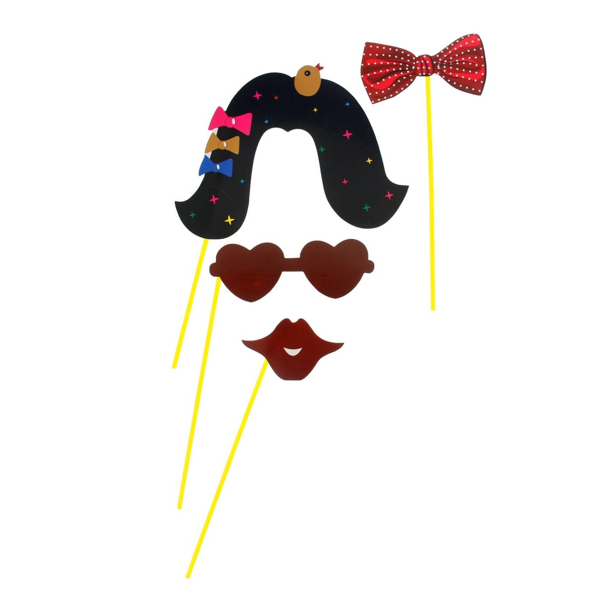 Набор аксессуаров для фотосессии на палочке Страна Карнавалия "Кокетка", 4 предмета: бабочка, очки, парик,губы