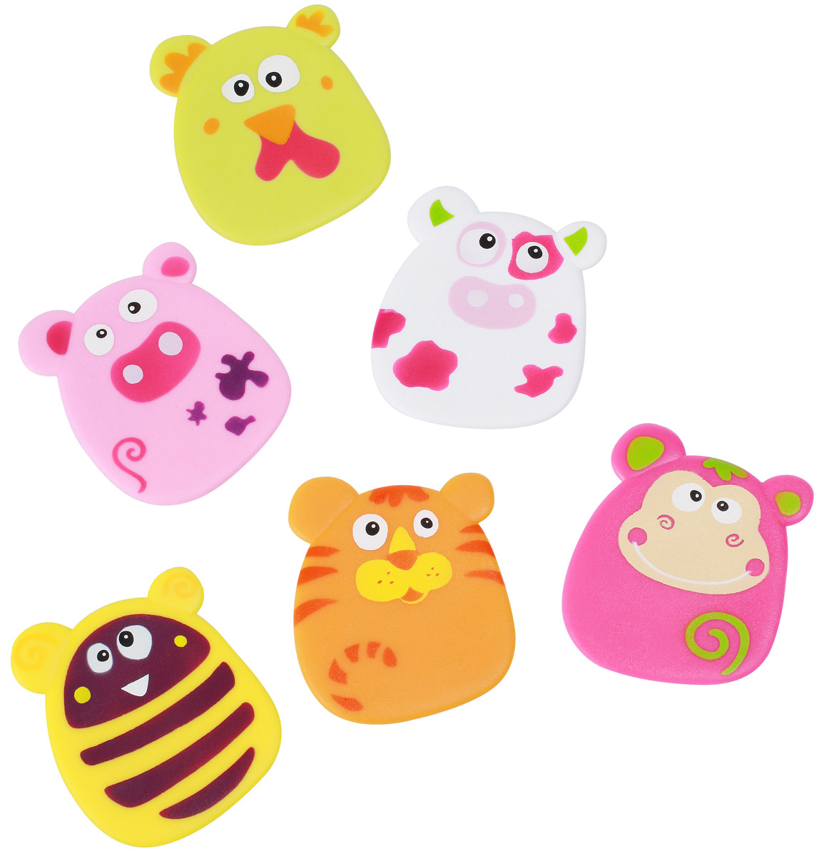 BabyOno Набор игрушек для ванной Funny цвет розовый желтый оранжевый 6 шт533 BabyOno Набор игрушек для ванной Funny цвет розовый желтый оранжевый 6 шт533Набор игрушек для ванной BabyOno Funny создан специально для того, чтобы малыш смог весело играть в ванной во время купания, не боясь при этом поскользнуться на мокром дне или полу. Дизайн представлен в виде забавных животных. Игрушки стимулируют развитие воображения и мелкой моторики ребенка. Игрушка может выполнять функции мини-противоскользящих ковриков. С помощью специальных присосок игрушки крепятся к любой поверхности: ванне, плитке, душевой кабине, благодаря чему ребенок может их перемещать в любое место. В наборе 6 игрушек. Товар сертифицирован.