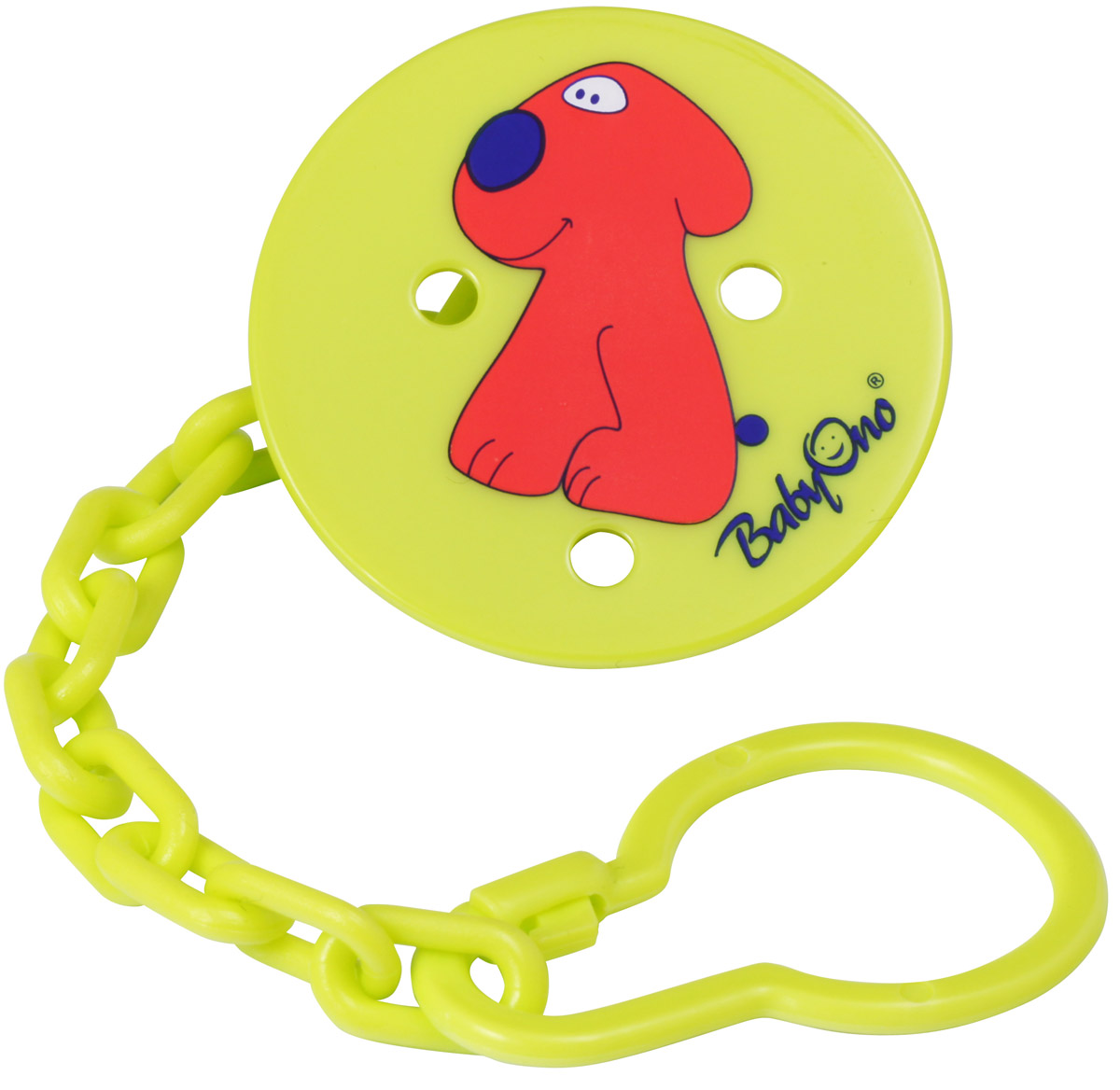 BabyOno Клипса-держатель для пустышки Собачка044_собачка BabyOno Клипса-держатель для пустышки Собачка044_собачкаКлипса-держатель для пустышки BabyOno Собачка с цепочкой незаменима для прогулок. Специальная клипса прочно крепится к одежде ребенка и предохраняет пустышку от случайного падения и загрязнения. Расстегните специальное кольцо клипсы, прикрепите его к пустышке. С другой стороны клипсу необходимо пристегнуть к одежде малыша при помощи специальной застежки. Мыть теплой водой с мылом, тщательно ополаскивать. Товар сертифицирован.
