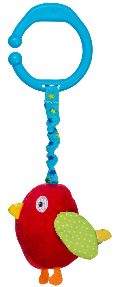 BabyOno Игрушка-подвеска Птичка1394 BabyOno Игрушка-подвеска Птичка1394Игрушка-подвеска BabyOno Птичка, несомненно, придется по душе вашему малышу. Игрушка выполнена из текстильных материалов в виде красной птицы. Внутри туловища игрушки расположен колокольчик, звенящий при тряске, а в крылышках - шуршащий элемент. К голове птички крепится веревочка, потянув за которую игрушка начнет вибрировать до тех пор, пока веревочка не вернется в исходное положение. С помощью незамкнутого пластикового кольца игрушку легко можно прикрепить к детской кроватке, коляске или автомобильному креслу. Игрушка-подвеска BabyOno Птичка поможет развить у малыша мелкую моторику рук, звуковое и зрительное восприятия, тактильные ощущения, координацию движений, а милый жизнерадостный образ подарит малышу хорошее настроение! Товар сертифицирован.