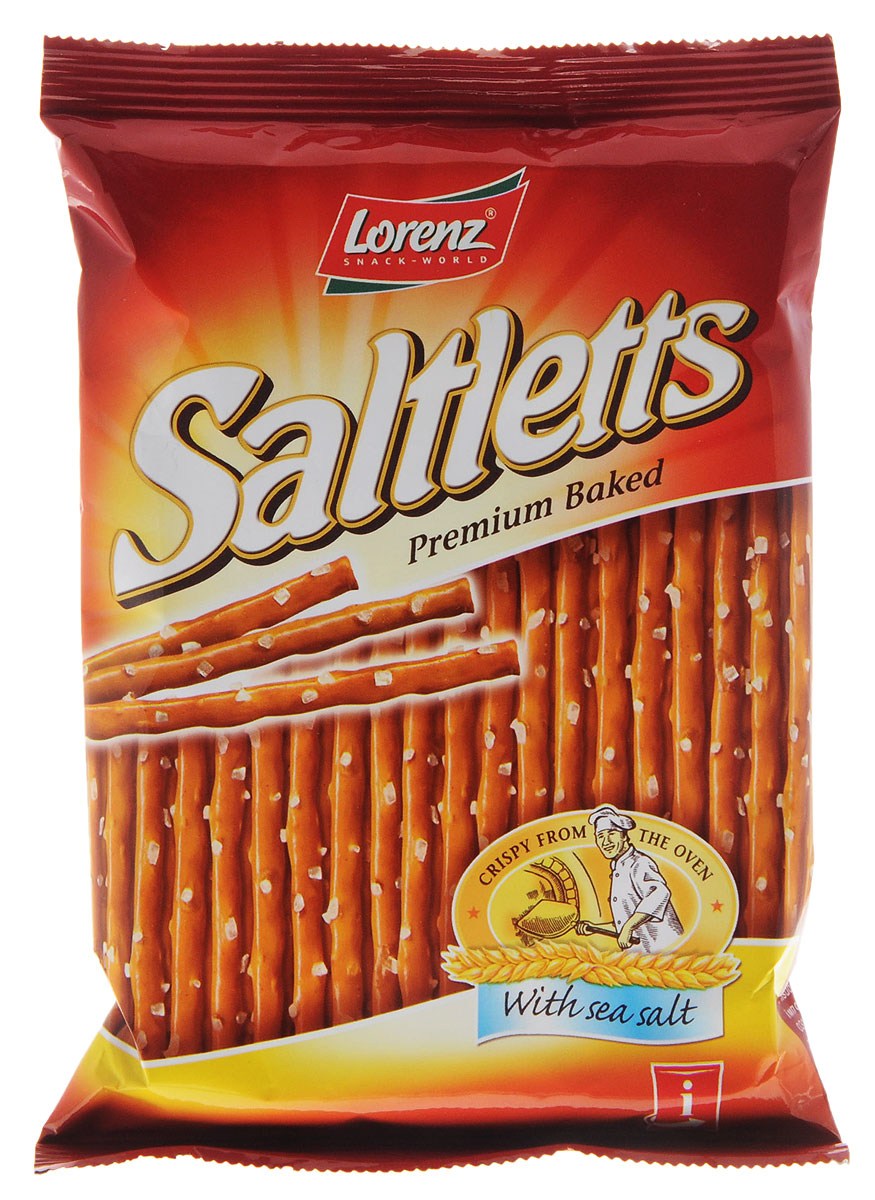 Lorenz Saltletts палочки соленые классические на ленте, 75 гбзе053 Lorenz Saltletts палочки соленые классические на ленте, 75 гбзе053Палочки Lorenz Saltletts уже давно являются бесспорной классикой на немецком рынке. Хрустящая соломка золотисто-коричневого цвета радует потребителей с 1935 года. Снэки приготовлены из лучших ингредиентов и приправлены натуральной морской солью.