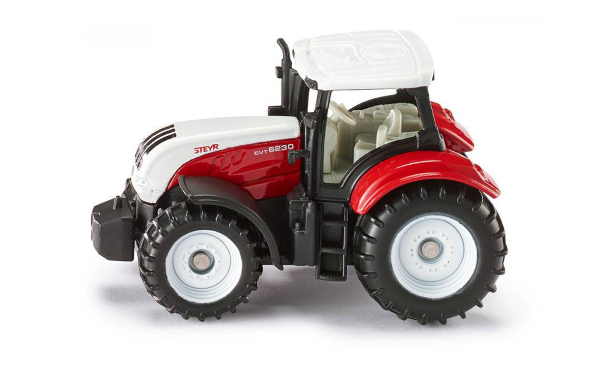 Siku Трактор Steyr 6230 CVT1382 Siku Трактор Steyr 6230 CVT1382Трактор Siku Steyr 6230 CVT выполнен в виде точной копии колесного трактора. Такая модель понравится не только ребенку, но и взрослому коллекционеру, и приятно удивит вас высочайшим качеством исполнения. Корпус трактора выполнен из металла, кабина водителя - из пластика. Прорезиненные колеса крутятся. Трактор оборудован сцепным устройством, совместимым с прицепами Siku. Модель станет не только интересной игрушкой для ребенка, интересующегося агротехникой, но и займет достойное место в любой коллекции.
