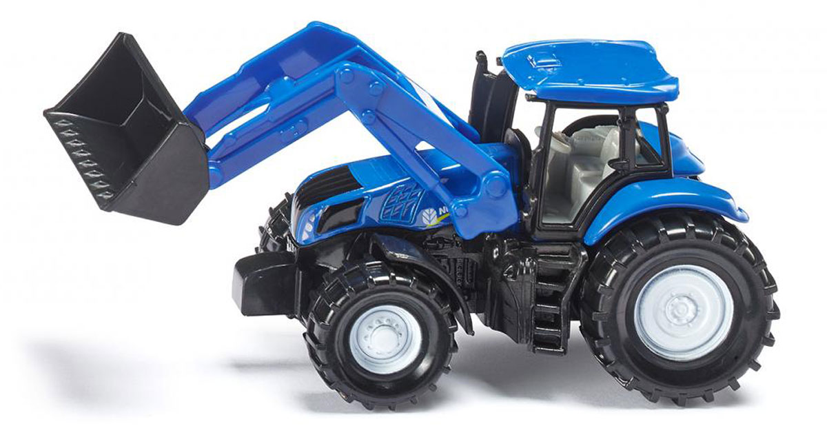 Siku Трактор New Holland1355 Siku Трактор New Holland1355Трактор Siku New Holland выполнен в виде точной копии колесного трактора. Такая модель понравится не только ребенку, но и взрослому коллекционеру, и приятно удивит вас высочайшим качеством исполнения. Корпус трактора выполнен из металла, кабина водителя - из пластика. Колеса имеют свободный ход. Трактор оборудован большим ковшом и сцепным устройством, совместимым с прицепами Siku. Модель станет не только интересной игрушкой для ребенка, интересующегося агротехникой, но и займет достойное место в любой коллекции.