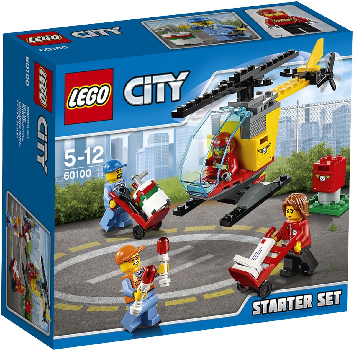LEGO City Конструктор Аэропорт Стартовый набор 6010060100 LEGO City Конструктор Аэропорт Стартовый набор 6010060100Станьте частью команды, выполняющей очень важную работу! Помогите работникам почты разгрузить почтовые ящики и отправить почту на вертолете. Загрузите контейнеры на борт, а затем помогите пилоту попасть в кабину. Заполните бак топливом из бочки и поместите вертолет на взлетно-посадочную полосу с направляющими огнями. Организуйте успешную доставку почты в Lego City! Набор включает в себя 81 элемент. Конструктор - это один из самых увлекательных и веселых способов времяпрепровождения. Ребенок сможет часами играть с конструктором, придумывая различные ситуации и истории.