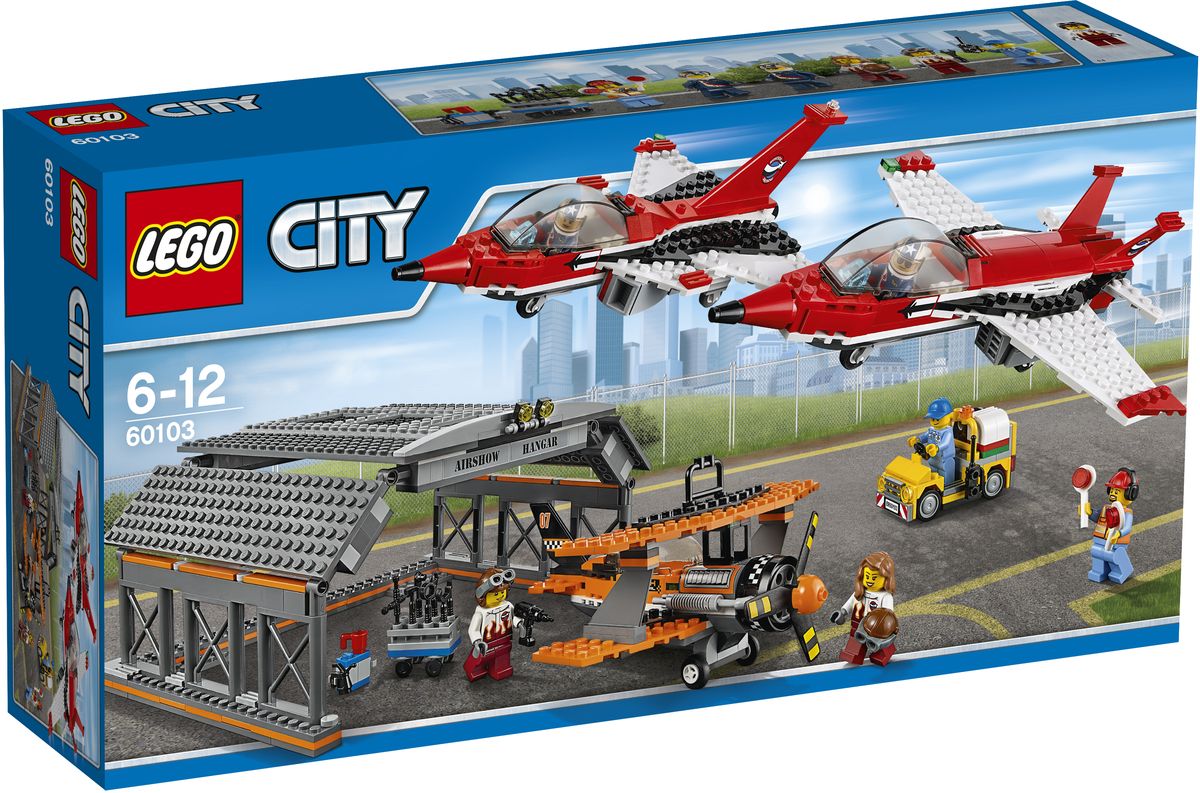 LEGO City Конструктор Авиашоу 6010360103 LEGO City Конструктор Авиашоу 6010360103Не забудьте захватить бинокль на шоу! До взлета рассмотрите классные реактивные самолеты и замечательный старомодный самолет, а потом полюбуйтесь трюками, которые они выполняют в воздухе. Смотрите с трибун, как самолеты заходят на посадку и движутся обратно в ангар. После шоу помогите механику поддерживать самолеты в форме для следующего полета! Набор включает в себя 670 разноцветных пластиковых элементов. Конструктор станет замечательным сюрпризом вашему ребенку, который будет способствовать развитию мелкой моторики рук, внимательности, усидчивости и мышления. Играя с конструктором, ребенок научится собирать детали по образцу, проводить время с пользой и удовольствием.