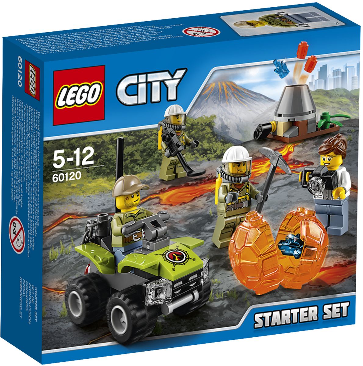 LEGO City Конструктор Исследователи вулканов Стартовый набор 6012060120 LEGO City Конструктор Исследователи вулканов Стартовый набор 6012060120Отправляйтесь вместе с командой исследователей и ученых-вулканологов, чтобы изучить действующий вулкан! Загрузите вездеход всем необходимым и не забудьте фотоаппарат. Смотрите, извержение вулкана началось! Узнайте, что находится внутри вулканического камня. Хватайте кирку! А вдруг именно вы совершите новое научное открытие! Набор включает в себя 83 разноцветных пластиковых элемента. Конструктор - это один из самых увлекательных и веселых способов времяпрепровождения. Ребенок сможет часами играть с конструктором, придумывая различные ситуации и истории.