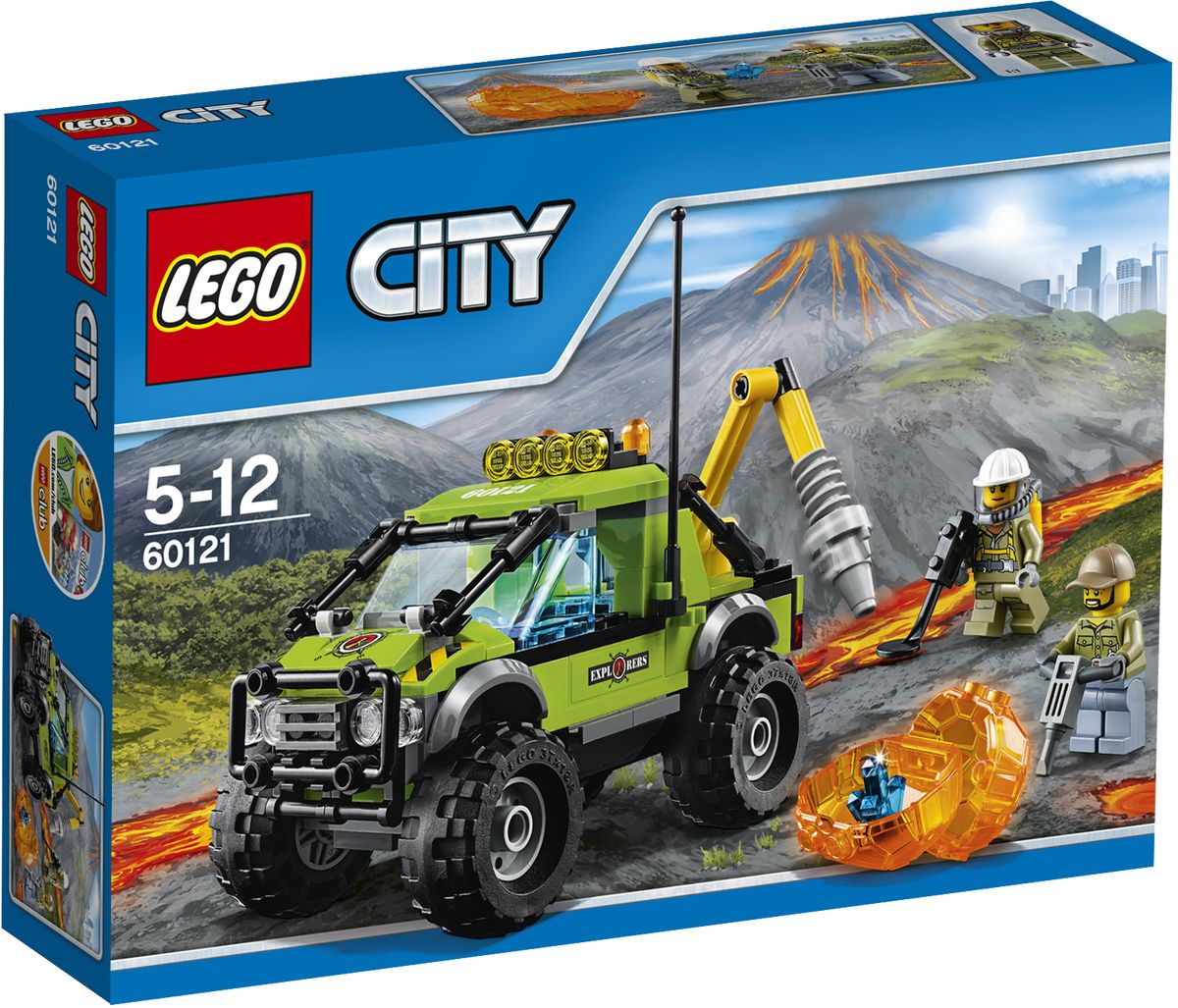 LEGO City Конструктор Грузовик исследователей вулканов 6012160121 LEGO City Конструктор Грузовик исследователей вулканов 6012160121Садитесь за руль вездехода геологоразведки и отправляйтесь к вулкану! Переместите валун, затем разбейте его с помощью бура. Смотрите - внутри находится кристалл! Поместите его в багажник вездехода и возвращайтесь в лабораторию, чтобы внимательно изучить. Набор включает в себя 175 разноцветных элементов. Конструктор - это один из самых увлекательных и веселых способов времяпрепровождения. Ребенок сможет часами играть с конструктором, придумывая различные ситуации и истории.