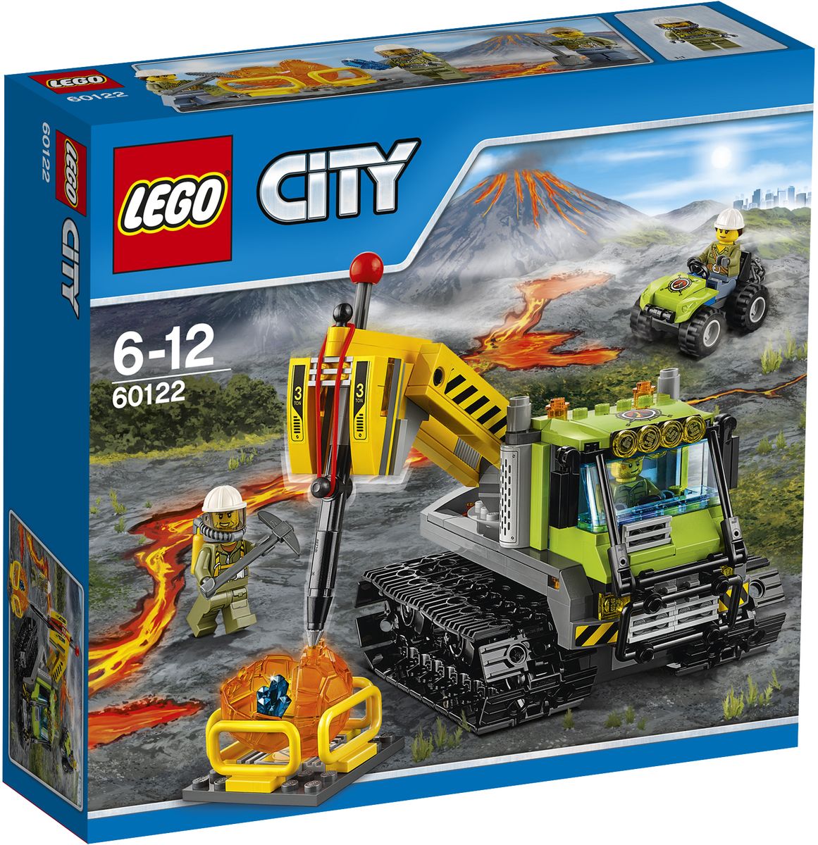 LEGO City Конструктор Вездеход исследователей вулканов 6012260122 LEGO City Конструктор Вездеход исследователей вулканов 6012260122Исследование - это трудная работа! Используйте тяжелый кран, чтобы разбить валуны и выяснить, что внутри. Передвигайтесь по бездорожью на вездеходе исследователей вулканов, чтобы перевозить породу в нужное место. Используйте отбойный молоток, чтобы разбить валуны и найти скрытые в нем кристаллы. Такие находки превращают тяжелую работу в удовольствие! Набор включает в себя 324 разноцветных пластиковых элемента. Конструктор - это один из самых увлекательных и веселых способов времяпрепровождения. Ребенок сможет часами играть с конструктором, придумывая различные ситуации и истории.