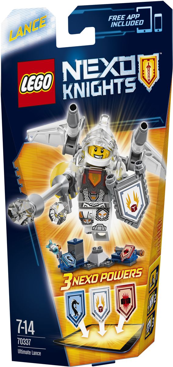 LEGO NEXO KNIGHTS Конструктор Ланс - Абсолютная сила 7033770337 LEGO NEXO KNIGHTS Конструктор Ланс - Абсолютная сила 7033770337Знаменитый, очаровательный, бравый, а теперь и очень быстрый. Тот, кто вступает в схватку с этим блестящим рыцарем, нарывается на крупные неприятности, когда тот взлетает вверх с помощью реактивных ускорителей, установленных на его крыльях. Преодолейте звуковой барьер вместе с Nexo- силой Взлет или уничтожьте врага Nexo-силой Морской дракон. Улучшите свои боевые навыки, отсканировав щиты для получения трех Nexo-сил, которые пополнят вашу цифровую коллекцию уникальных способностей и позволят перехитрить злобных Лавовых монстров LEGO NEXO KNIGHTS. Приложение MERLOK 2.0. Сканируйте для получения трех Nexo-сил: Взлет, Электрическая Атака и Морской дракон. Набор включает в себя 75 разноцветных элементов. Конструктор - это один из самых увлекательных и веселых способов времяпрепровождения. Ребенок сможет часами играть с конструктором, придумывая различные ситуации и истории.
