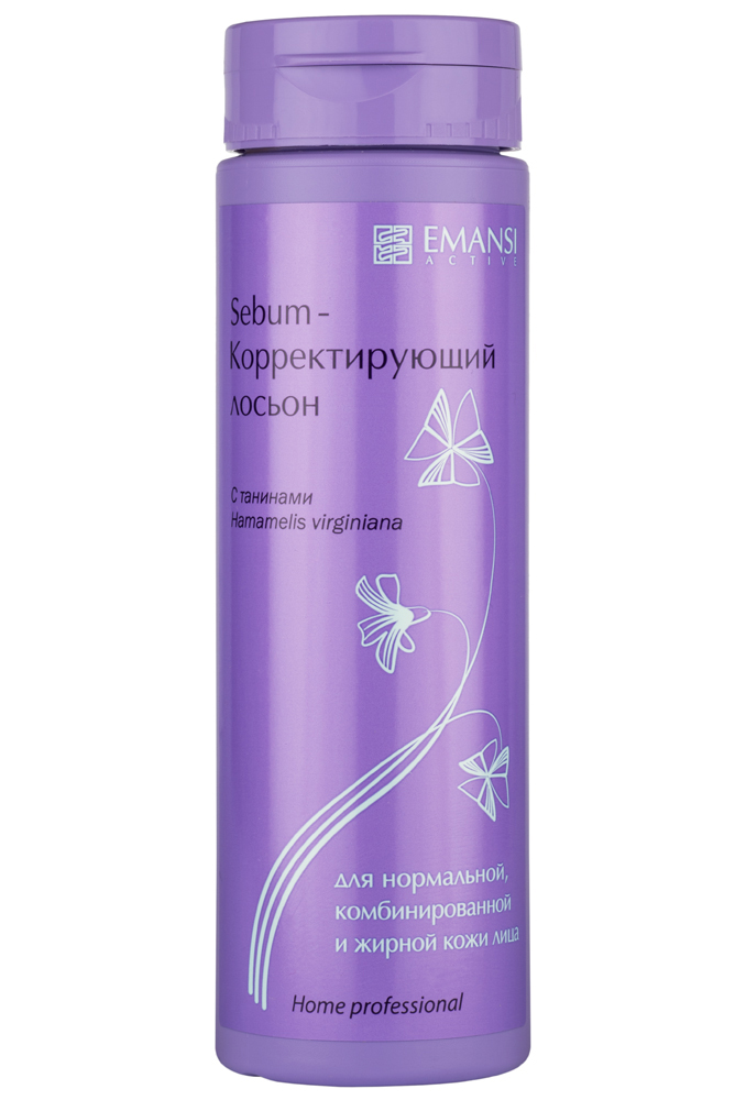 Emansi Sebum-Корректирующий лосьон с танинами Hamamelis virginiana для нормальной, комбинированной и жирной кожи лица Emansi active, 150 мл2151 Emansi Sebum-Корректирующий лосьон с танинами Hamamelis virginiana для нормальной, комбинированной и жирной кожи лица Emansi active, 150 мл2151Два фактора очищения: Сапонины конского каштана* NatraGem™ S150NP** (соответствует Ecocert) Два корректора снижения себума: смесь гидроксидеценовой (ключевой компонент маточного молочка) и себациновой кислот*** танины гамамелиса Стабилизатор антиоксидантного статуса: танины гаммамелиса**** Дополнительно в лосьоне: процианидины гамамелиса стабилизирует нормальную микрофлору Действие клинически доказано компанией: *Indena, Италия **Croda, Англия ***Число сальных желез, активно выделяющих себум, уменьшается на 20% при применении в течение недели, ISP, США ****Департаментом биомедицинских наук штата Массачусетса, США
