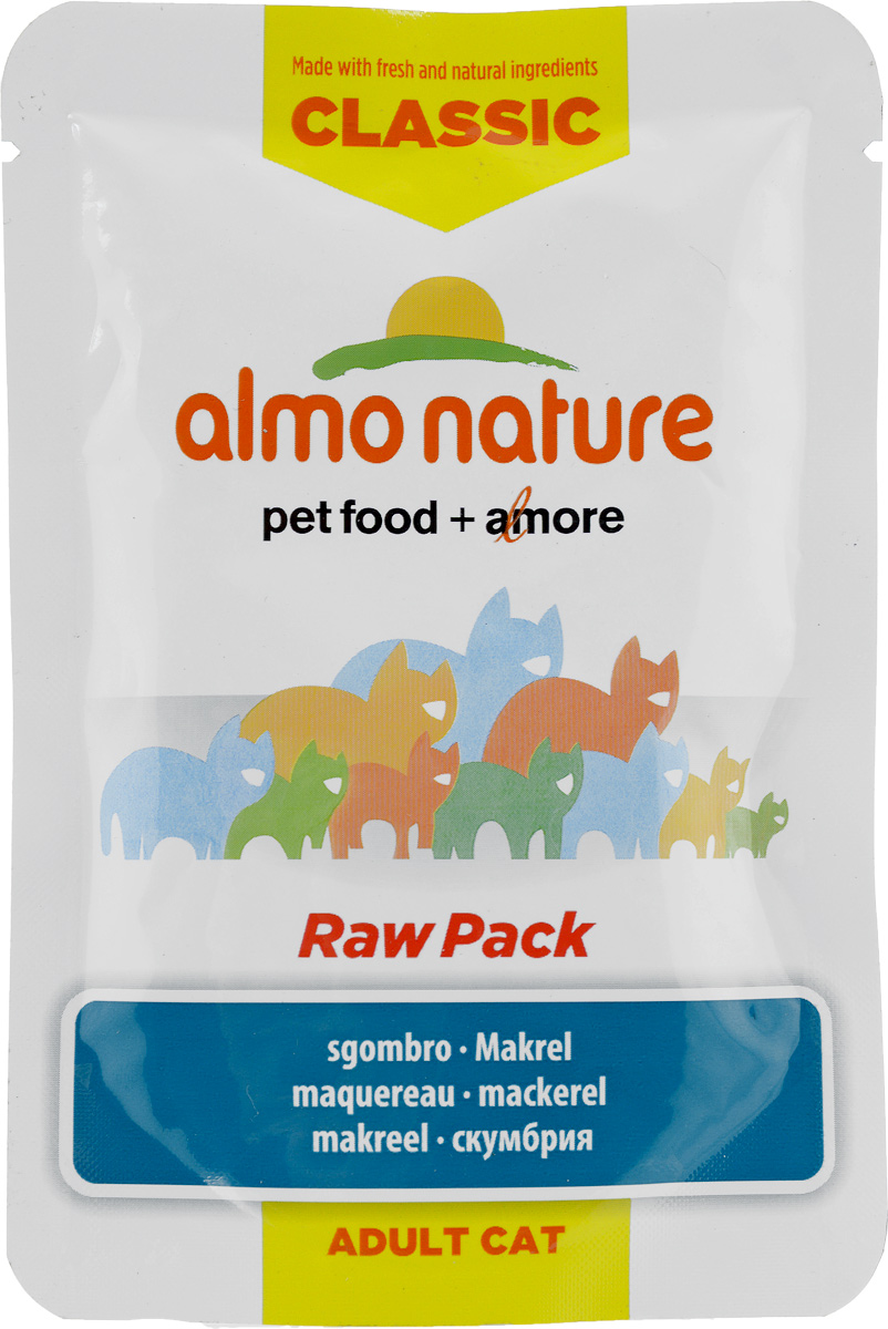 Консервы для кошек Almo Nature, со скумбрией, 55 г23214 Консервы для кошек Almo Nature, со скумбрией, 55 г23214Консервы Almo Nature - это прекрасный сбалансированный корм для кошек. Угощение бережно приготовлено из самых свежих ингредиентов. Корм обогащен витаминами и минералами для здоровья, а также для хорошего самочувствия. Ваш питомец будет в полном восторге! Не содержит сои, консервантов, ароматизаторов, искусственных красителей, усилителей вкуса. Состав: свежее филе скумбрии 75%, рыбный бульон из скумбрии 24%, рис 1%. Гарантированный анализ: белки 13%, клетчатка 0,1%, жиры 1%, зола 2%, влажность 80%. Калорийность - 540 ккал/кг. Товар сертифицирован.