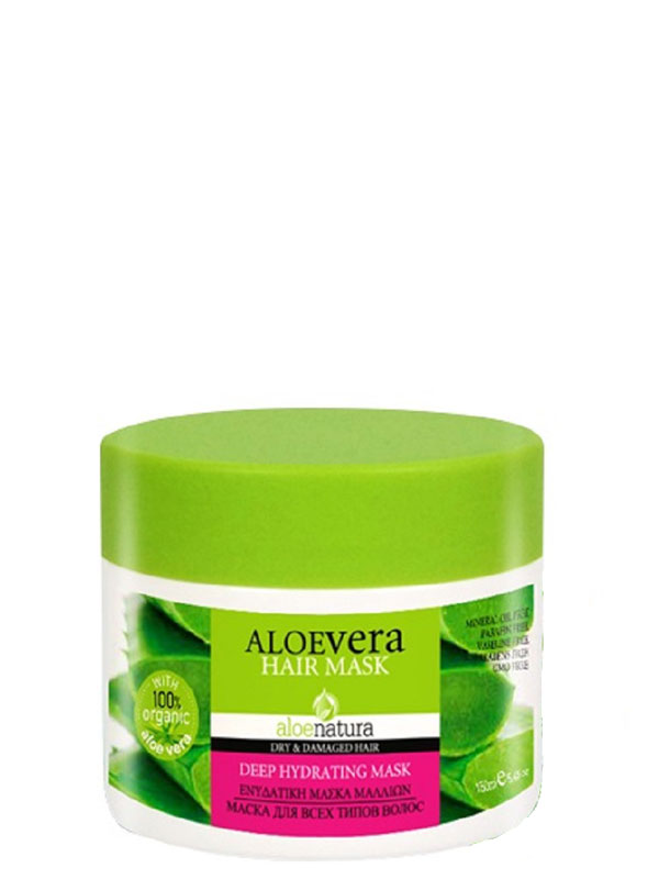 AloeNatura Маска для волос 150 мл5200310403064 AloeNatura Маска для волос 150 мл5200310403064Маска для всех типов волос содержит активный экстракт органического алоэ и провитамин В5, которые укрепляют волосы и увлажняют их от корней до самых кончиков. Косметика произведена в Греции на основе органического сырья, НЕ СОДЕРЖИТ минеральные масла, вазелин, пропиленгликоль, парабены, генетически модифицированные продукты (ГМО)