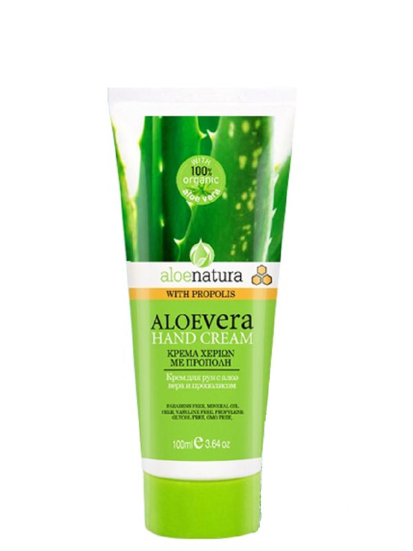 AloeNatura Крем для рук с алое вера и прополисом 100 мл5200310403316 AloeNatura Крем для рук с алое вера и прополисом 100 мл5200310403316Крем для рук с гидрирующим эффектом. Содержит: экстракт органического алоэ, прополис, масло оливы. Увлажняет, способствует заживлению и восстановлению кожи рук. Косметика произведена в Греции на основе органического сырья, НЕ СОДЕРЖИТ минеральные масла, вазелин, пропиленгликоль, парабены, генетически модифицированные продукты (ГМО)