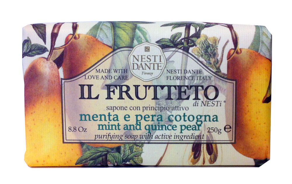 Nesti Dante Мыло Mint & Quince pear Мята и айвовая груша 250 г1718106 Nesti Dante Мыло Mint & Quince pear Мята и айвовая груша 250 г1718106NEW Мыло NESTI DANTE IL FRUTTETO Mint and Quince pear – Мята и айвовая груша Мыло с ароматическим этюдом мяты и айвовой груши.