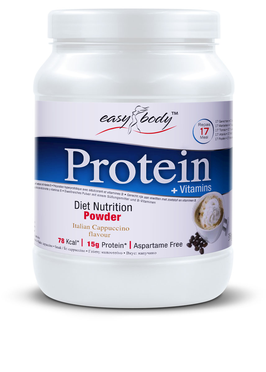 Белковая смесь QNT Easy Body Protein, вкус: Капучино, 350гEB00378 Белковая смесь QNT Easy Body Protein, вкус: Капучино, 350гEB00378Easy Body Protein – очень богатые белками и имеющие различные вкусы порошки Easy Body станут главными партнерами вашей диеты. Низкое содержание углеводов и липидов делает их главными партнерами для любого человека, желающего совместить жизненную энергию, хорошее самочувствие и баланс. Имея около 85% белков высокой биологической ценности, порошки Easy Body соединяют мягкость вкуса с быстрым и приятным употреблением. Детальная программа питания, включающая начальную, промежуточную и стабилизационную фазы, бесплатно прилагается к каждому продукту, чтобы служить вам руководством в то время, как вы будете восстанавливать свою форму. Whey Protein Concentrate (Milk), Calcium Caseinate (Milk), Soya Protein, Fructose, Thickening Agents E412 & E415, Flavour, Sweetener E955, Vit. B3 (Nicotinamide), Vit. B5 (D-Pantothenate, Calcium), Vit. B6 (Pyridoxine Hydrochloride), Vit. B2 (Riboflavin), Vit. B12 (Cyanocobalamin)