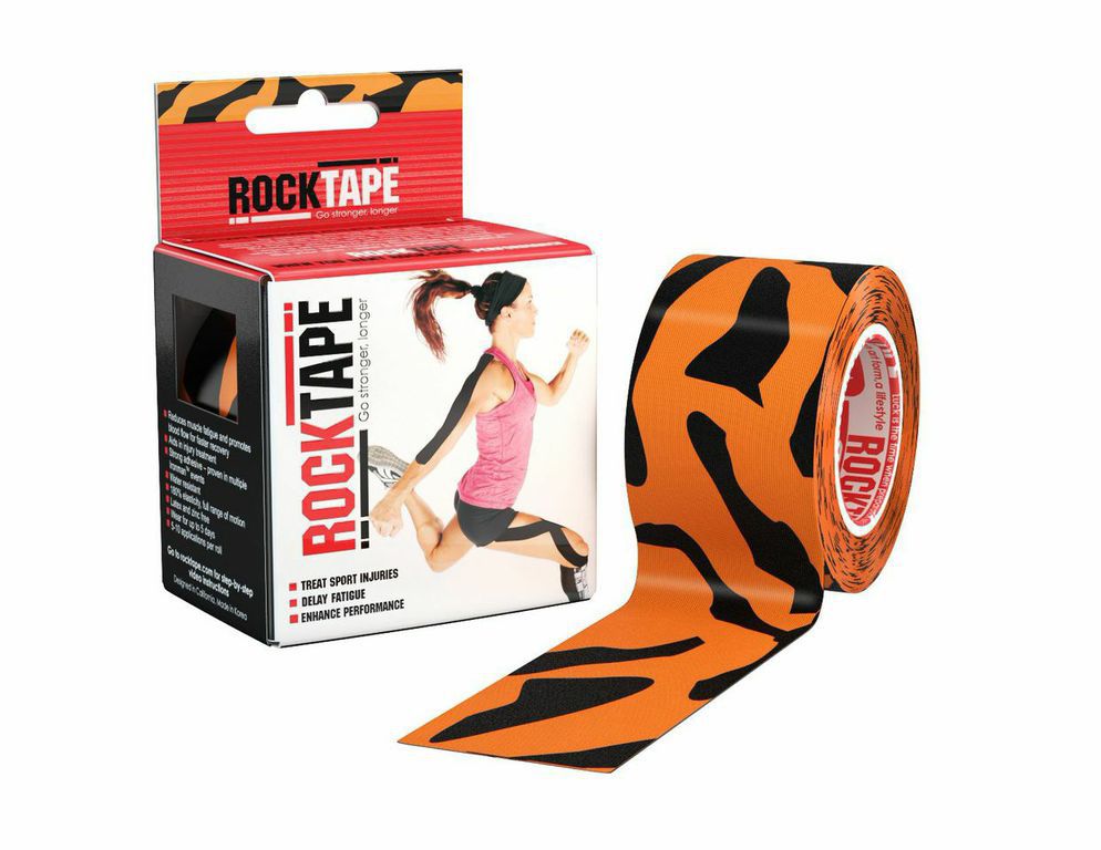 Кинезиотейп Rocktape Design, цвет: оранжевый, черный, 5 x 500 смRCT100-TGR-OS Кинезиотейп Rocktape Design, цвет: оранжевый, черный, 5 x 500 смRCT100-TGR-OSКинезиотейп Rocktape Design предназначен для снятия отеков и рассасывания гематом. Уменьшает мышечную усталость и способствует притоку крови для более быстрого восстановления. Не содержит латекса и цинка. 180% эластичности.