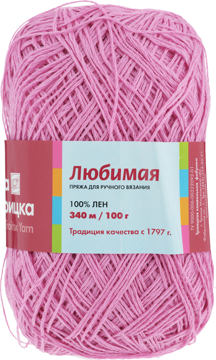 Пряжа для вязания Любимая, цвет: орхидея (0224), 340 м, 100 г, 10 шт366115_0224 Пряжа для вязания Любимая, цвет: орхидея (0224), 340 м, 100 г, 10 шт366115_0224Пряжа Любимая состоит из 100% льна. Льняная нить тонкая, поэтому подходит больше для крючка, чем для спиц. Такая пряжа довольно жесткая, износоустойчивая, хорошо держит форму изделия. Особенно хороша для вязания летних шляпок, сумочек, салфеток, вазочек. Состав: 100% лен.