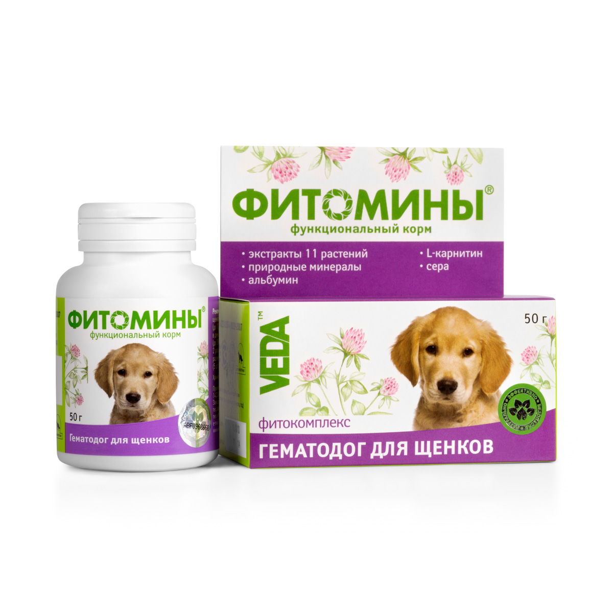 Фитомины функциональный корм Гематодог для щенков, 50 г4605543005817 Фитомины функциональный корм Гематодог для щенков, 50 г4605543005817Способствует улучшению показателей крови и общей сопротивляемости организма. Рекомендуется: - молодым животным с целью ускорения роста и общего укрепления организма; - взрослым животным при отказе от пищи и потере мышечной массы.