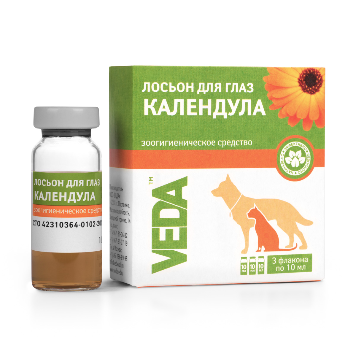 Лосьон для глаз «КАЛЕНДУЛА» зоогигиеническое средство, 3х10 мл4605543006432 Лосьон для глаз «КАЛЕНДУЛА» зоогигиеническое средство, 3х10 мл4605543006432Для гигиенической обработки глаз при слезотечении.