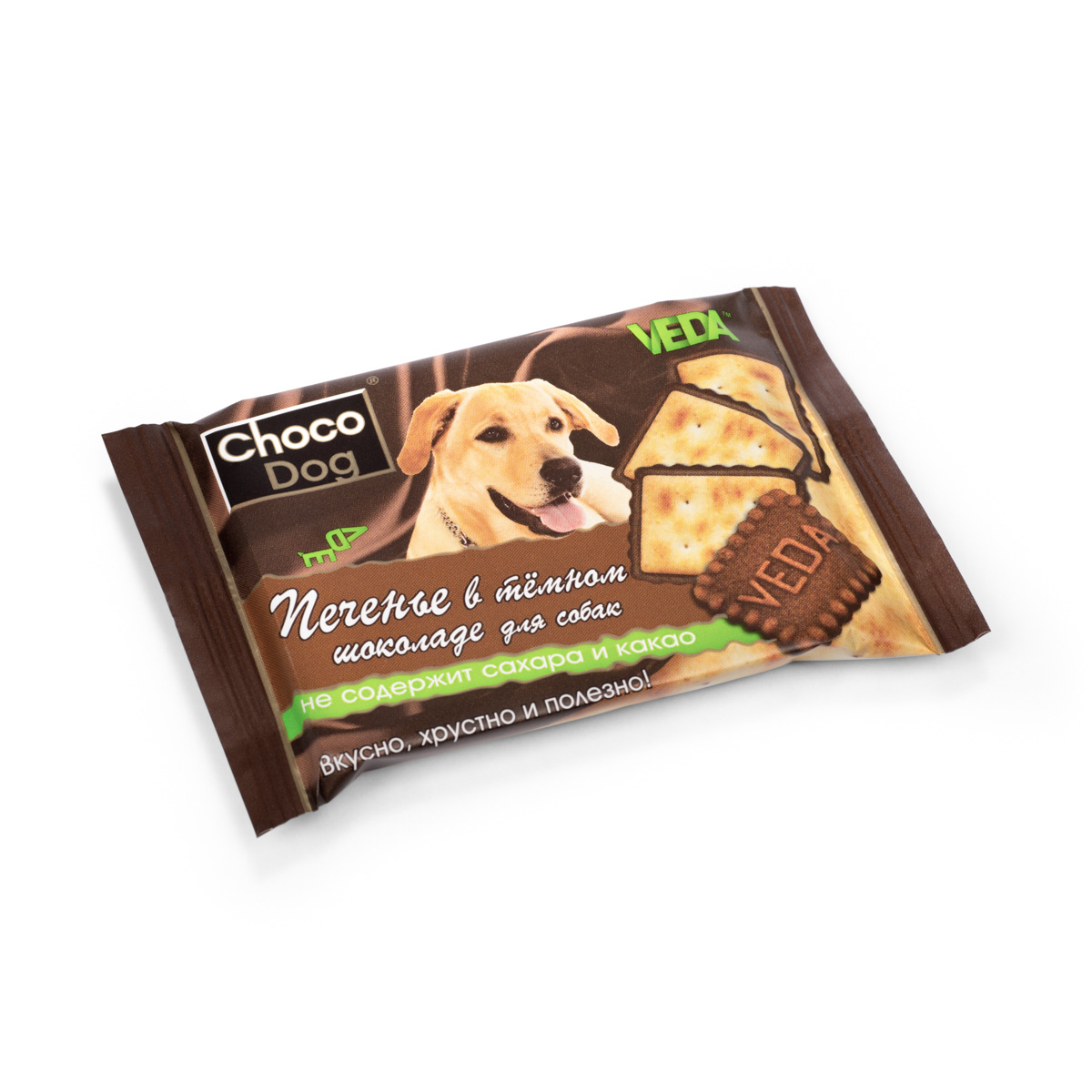 Лакомство для собак VEDA Choco Dog, печенье в темном шоколаде, 14 шт х 30 г4605543006630 Лакомство для собак VEDA Choco Dog, печенье в темном шоколаде, 14 шт х 30 г4605543006630Лакомствоа VEDA Choco Dog содержит натуральные ингредиенты, богатые биологически активными веществами, витаминами, макро и микроэлементами. В состав темного шоколада входит альбумин, который содержит специально подготовленное железо, полностью усваиваемое организмом. И шоколад, и печенье разработаны с учетом физиологических особенностей собак, поэтому не содержат сахар и какао. В упаковке 14 штук по 30 грамм. Состав шоколада: заменитель масла какао, лактоза, сухая молочная сыворотка, порошок рожкового дерева, лецитин, альбумин черный пищевой, стевиозид, пищевой ароматизатор. Состав печенья: мука пшеничная хлебопекарная 1 сорта, вода питьевая, дрожжи хлебопекарные, соль, разрыхлитель (натрий двууглекислый), регулятор кислотности (кислота молочная). Пищевая ценность в 100 г: белки - 5,0 г, жиры - 30 г, углеводы - 55 г. Энергетическая ценность в 100 г: 505 ккал. Товар сертифицирован.