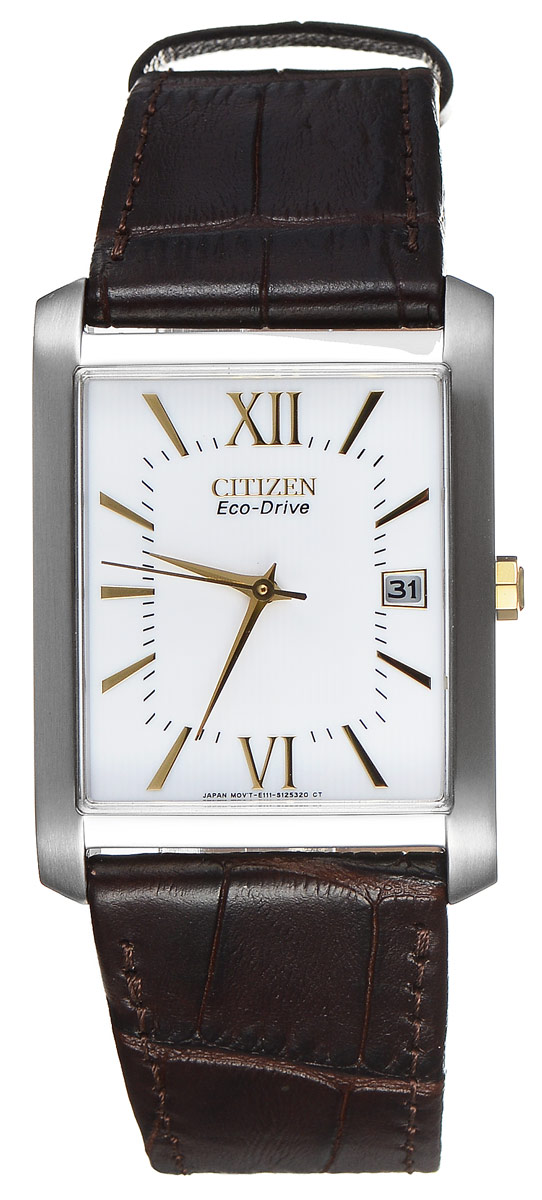 Часы наручные мужские Citizen Eco-Drive, цвет: стальной, коричневый. BM6789-02ABM6789-02A Часы наручные мужские Citizen Eco-Drive, цвет: стальной, коричневый. BM6789-02ABM6789-02AСтильные мужские часы Citizen Eco-Drive выполнены из нержавеющей стали. Циферблат изделия оформлен символикой бренда. Корпус часов оснащен степенью влагозащиты 3 bar, а также устойчивым к царапинам минеральным стеклом. Циферблат дополнен индикатором даты. Элегантный кожаный ремешок, идеально дополняющий прямоугольный корпус изделия, оформлен фактурным тиснением под кожу рептилии и оснащен практичной пряжкой, которая позволит максимально комфортно снимать и надевать часы. Современная технология Eco-Drive позволяет заряжать аккумулятор изделия с помощью любого естественного или искусственного источника света. Изделие поставляется в фирменной упаковке. Часы Citizen Eco-Drive подчеркнут мужской характер и отменное чувство стиля у их обладателя.