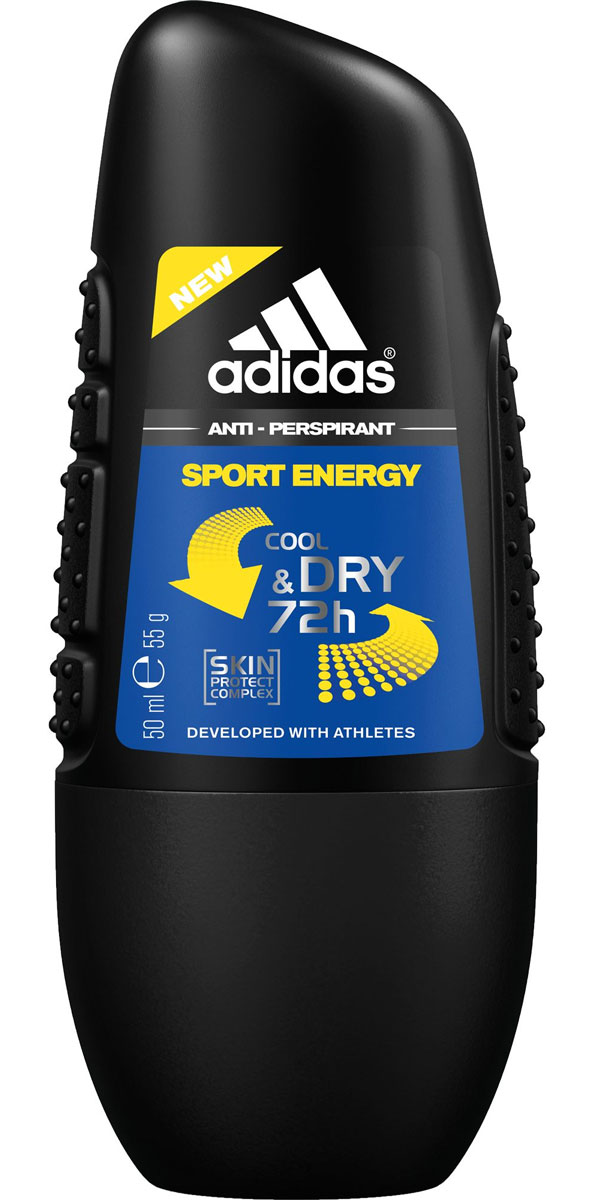 Adidas Дезодорант-антиперспирант ролик Cool&Dry Sport Energy Anti-Perspirant Roll-On, мужской, 50 мл3400107222/3607347411451 Adidas Дезодорант-антиперспирант ролик Cool&Dry Sport Energy Anti-Perspirant Roll-On, мужской, 50 мл3400107222/3607347411451Разработан при участии спортсменов. Защита 72 часа. Формула усилена капсулами лайма для дополнительной свежести.