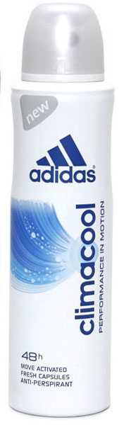 Adidas Антиперспирант спрей Climacool, женский, 150 мл340133541/3607343816991 Adidas Антиперспирант спрей Climacool, женский, 150 мл340133541/3607343816991Защита - 48 ч. Прекрасное сочетание ухода и защиты от пота. Легкий аромат придаст ощущение комфорта, дополнительный заряд свежести.