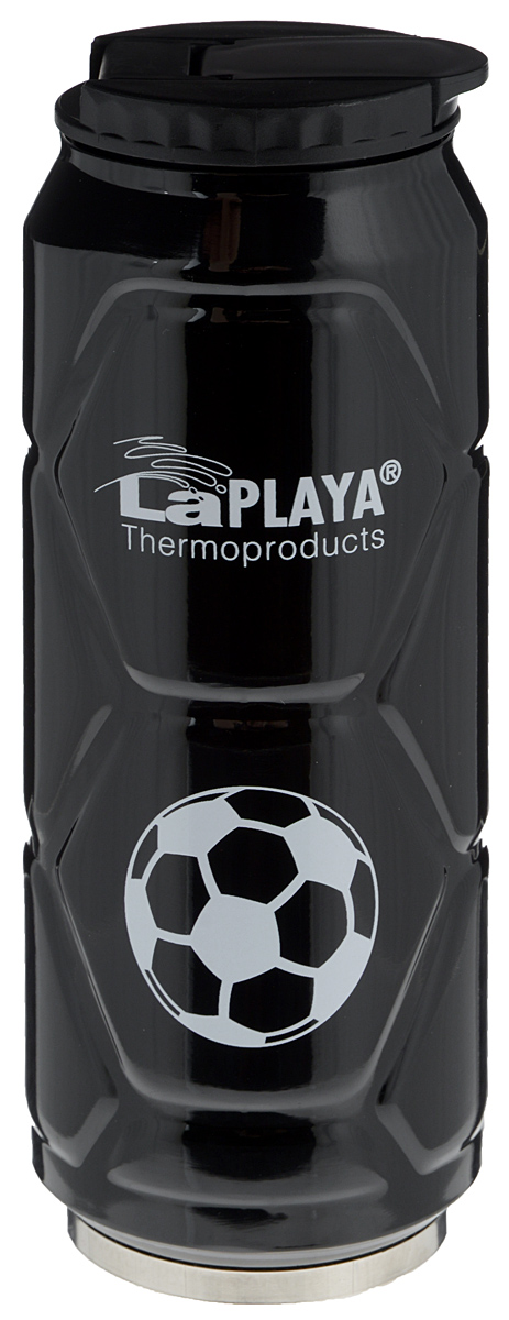 Кружка-термос LaPlaya Football Can, цвет: черный, 500 мл560105 Кружка-термос LaPlaya Football Can, цвет: черный, 500 мл560105Кружка-термос LaPlaya Football Can идеально подходит для сохранения температуры горячих (6 часов) и холодных напитков (12 часов). Кружка имеет двойные стенки из нержавеющей стали и превосходную вакуумную изоляцию. Герметичная и гигиеничная крышка с клапаном легко открывается одной рукой. Изделие имеет компактные размеры, его легко размещать в большинстве автомобильных держателей стаканов или небольших сумках. При открывании стопор предотвращает резкий выход газов и расплескивание напитков. Кружка-термос идеальна для прохладительных газированных напитков. Изделие декорировано рельефом, изображением футболистов и надписью: Goal!. Диаметр горлышка: 6 см. Высота термоса: 19 см.