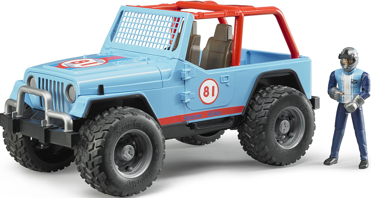 Bruder Внедорожник Cross Country Racer с гонщиком цвет синий02-541 Bruder Внедорожник Cross Country Racer с гонщиком цвет синий02-541Внедорожник Bruder Cross Country Racer, выполненный из прочного безопасного материала, отлично подойдет ребенку для различных игр. В комплект также входит фигурка гонщика. Фигурка водителя дополнена шлемом и перчатками. Внедорожник отличается высокой детализацией. Внедорожник оснащен фаркопом. Лобовое стекло заменено защитной решеткой для гонок по бездорожью. Дверь водителя, пассажира и задняя двери открываются. В салон помещается небольшая фигурка или игрушка. Колеса внедорожника прорезинены, передние колеса поворачиваются рулем. Порадуйте своего ребенка таким замечательным подарком!