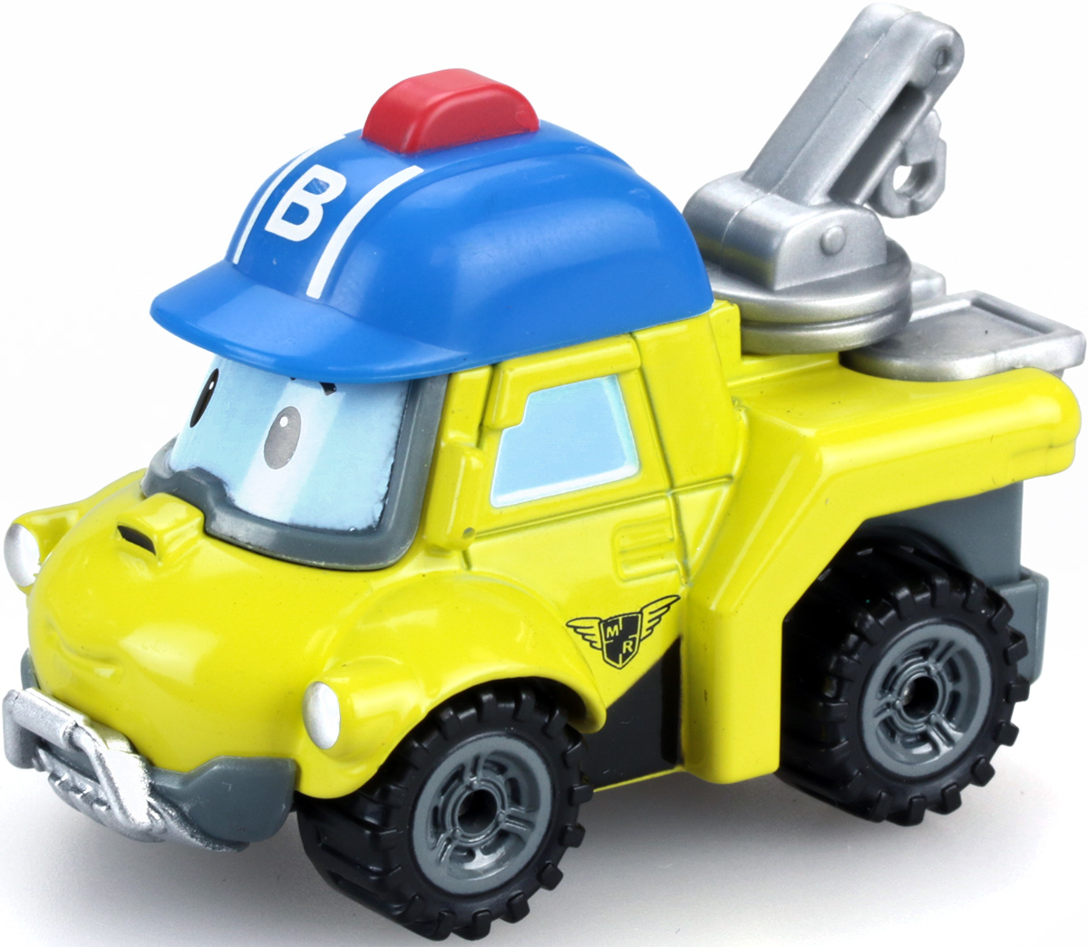 Robocar Poli Машинка Баки83306 Robocar Poli Машинка Баки83306Яркая машинка Poli Баки непременно понравится вашему малышу. Она выполнена из прочного материала в виде Баки - персонажа популярного мультсериала Robocar Poli. Баки отличают кран на багажнике и серебристый пластиковый крюк. На кабине машинки, как на голове, надета синяя каска с нарисованной буквой «В» впереди и красной мигалкой сверху. На лобовом стекле находятся большие удивленные глаза с бровями дугами. Дверки автомобиля открываются, стекла на них не прозрачные. Зад машины приподнят. Приспособление крана для подъема груза находится на приподнятой над колесами платформе. Благодаря небольшому размеру ребенок сможет машинку с собой на прогулку, в поездку или в гости. Порадуйте своего малыша таким замечательным подарком!