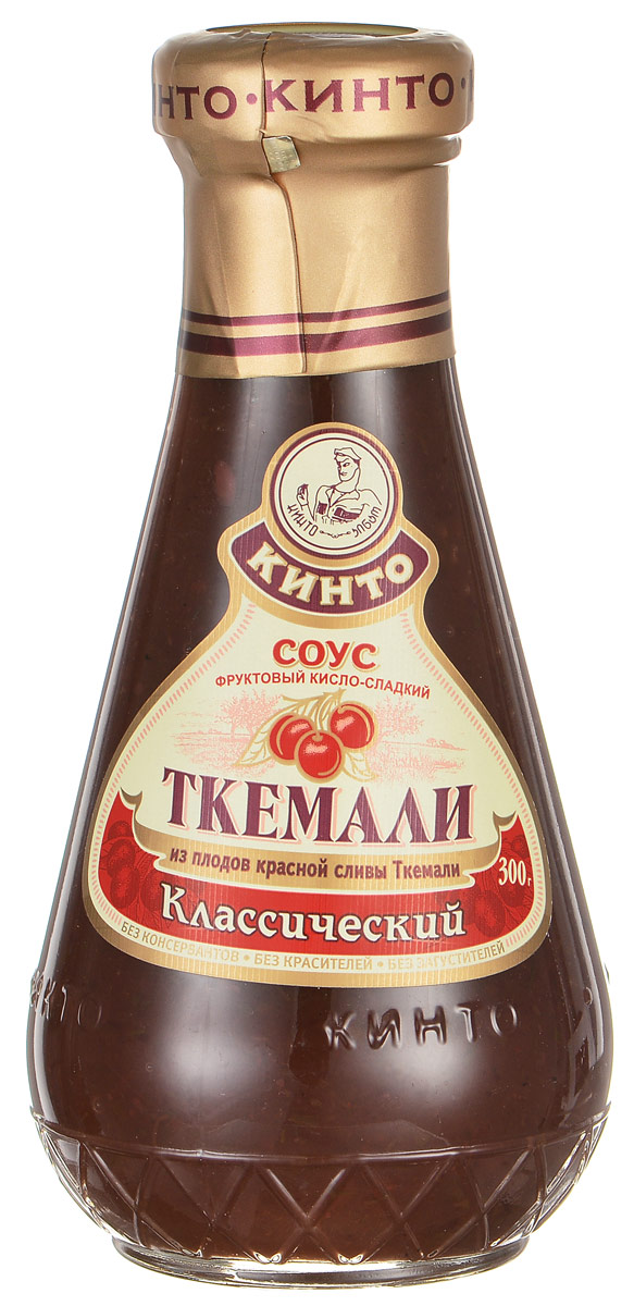 Кинто Ткемали классический соус фруктовый, 300 г2510 Кинто Ткемали классический соус фруктовый, 300 г2510Фруктовый кисло-сладкий соус Кинто Ткемали классический изготовлен из отборных сортов дикой красной сливы ткемали. Подходит к жареным и печеным блюдам из мяса, морепродуктов и картофеля. Не содержит ГМО, консервантов, загустителей и красителей. Соусы ткемали занимают одно из почетных мест в грузинской кухне и готовятся из различных видов слив, от зеленой до терна. Соусы ткемали Кинто удивят гурманов изысканными, натуральными и приготовленными по традиционным рецептам вкусами. Подобно первым лучам солнца, этот соус добавит каждому блюду свежести и изысканности.