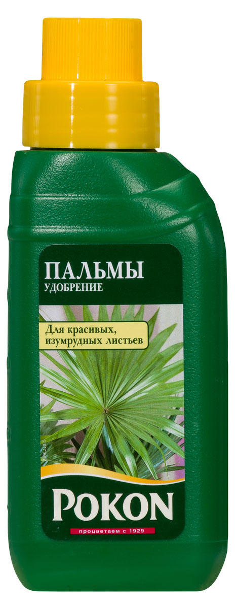 Удобрение Pokon для пальм, 250 мл8719400007831 Удобрение Pokon для пальм, 250 мл8719400007831Удобрение Pokon для пальм: NPK 6 + 6 + 5. Для нормального роста и здоровья пальмам нужен хороший уход, который позволяет предотвратить грибковые заболевания. Это сбалансированное удобрение специально разработано для подкормки пальм и обеспечивает растениям красивые зеленые листья. Инструкция по применению: - Добавьте удобрение в воду для полива (5 мл на 1 л воды). - Поливайте растения раствором удобрения 1 раз в неделю. - С декабря по январь подкормка не нужна. Состав: Жидкое удобрение с соотношением NPK 6 + 6 + 5. Удобрение соответствует нормам ЕС.