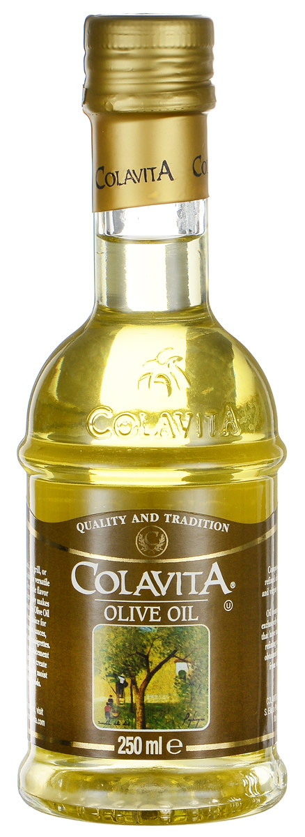 Colavita масло оливковое рафинированное, 250 млCLOLTM250 Colavita масло оливковое рафинированное, 250 млCLOLTM250Оливковое масло Colavita - это высококачественное рафинированное масло, полученное из лучших сортов итальянских оливок с добавлением нерафинированного масла первого холодного отжима. Масло одинаково хорошо подходит для заправки салатов, приготовления пищи на сковороде и на гриле, а также для выпечки. Тонкий вкус и низкая калорийность делают это масло отличным выбором для приготовления маринадов, соусов, супов, заправок.