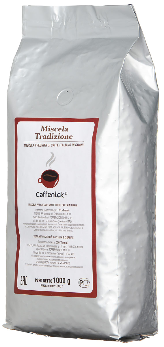 Caffenick кофе в зернах, 1 кг8006536201401 Caffenick кофе в зернах, 1 кг8006536201401Caffenick - сбалансированный кофе из смесей арабики и робусты, идеально подходит для автоматических кофемашин.