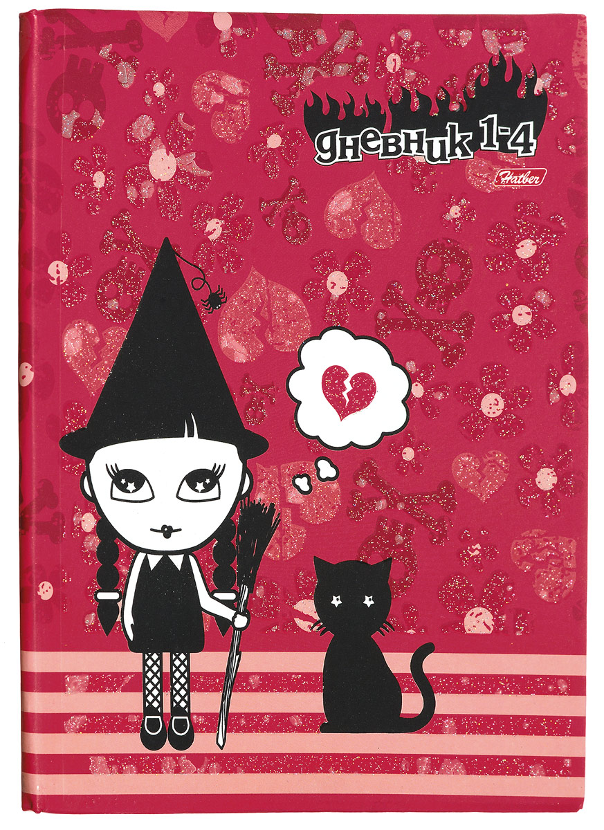 Hatber Дневник школьный Bad Alice 1-4 классы 48 листов48ДмTL5бл_06785 Hatber Дневник школьный Bad Alice 1-4 классы 48 листов48ДмTL5бл_06785Дневник школьный Hatber Bad Alice предназначен для учащихся 1-4 классов. Обложка выполнена из плотного картона и оформлена изображением очаровательной маленькой ведьмочки с кошкой. В структуру дневника входят все необходимые разделы: информация о личных данных ученика, школе и педагогах, расписание факультативов и уроков по четвертям, сведения об успеваемости с рекомендациями педагогического коллектива. В дневнике имеются номера телефонов экстренной помощи и даты государственных праздников. Кроме стандартной информации, в конце дневника имеется краткий справочник школьника по математике и русскому языку. Также дневник оснащен таблицей умножения, мерами объема, массы, площади и длины. Дневник Hatber Bad Alice станет надежным помощником в освоении новых знаний и принесет радость своему хозяину, украшая учебные будни.