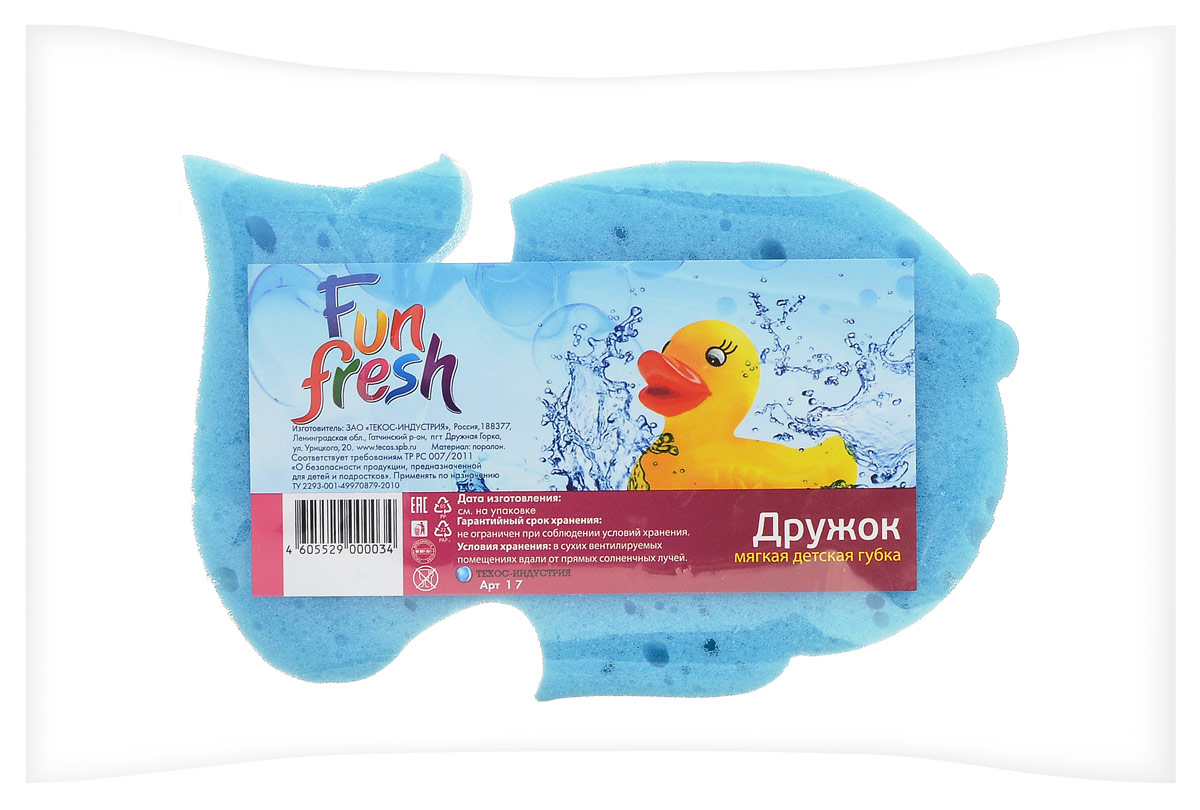 Губка для детской кожи Fun Fresh Дружок. Рыбка01.07._рыбка Губка для детской кожи Fun Fresh Дружок. Рыбка01.07._рыбкаДетская губка для тела Fun Fresh Дружок, выполненная из поролона, подходит для нежной и чувствительной кожи ребенка. Она поможет бережно и тщательно ухаживать за детской кожей, превращая процесс купания в увлекательную игру, ведь она выполнена в форме рыбки.