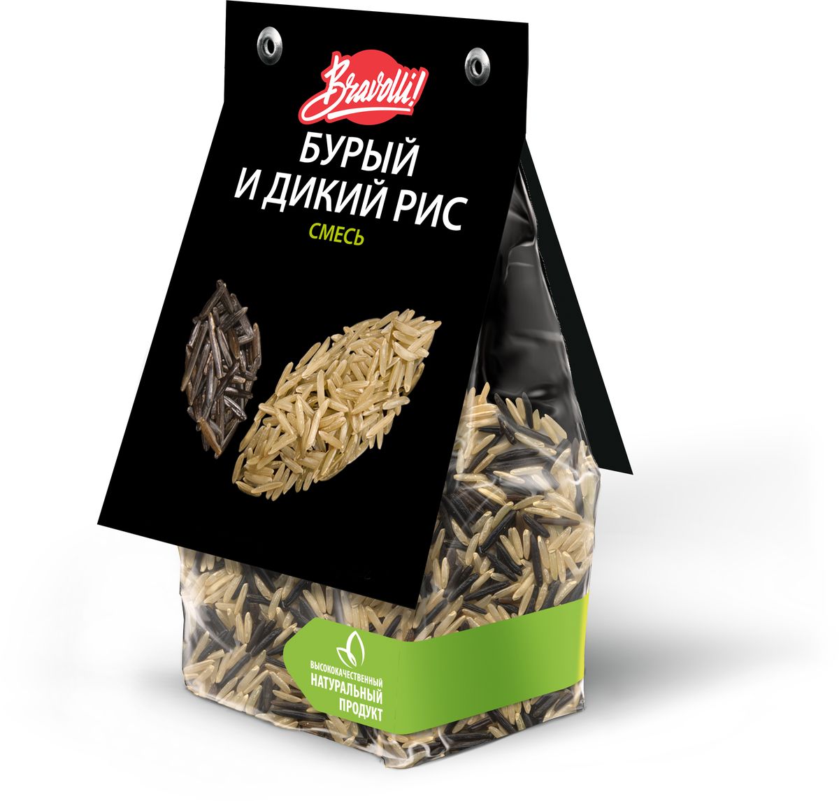 Bravolli Смесь бурый и дикий рис, 350 гБР 67/6 Bravolli Смесь бурый и дикий рис, 350 гБР 67/6Дикий рис Bravolli прекрасно сочетается с нешлифованным бурым рисом, создавая гармоничную смесь вкуса и полезности. Дикий рис - особый вид риса с необычным внешним видом и вкусом, выращиваемый в Северной Америке. Он обладает высокой пищевой ценностью. Бурый рис - нешлифованный, поэтому в нем сохранен максимум витаминов и полезных веществ и на вкус он более упругий по сравнению с обычным белым рисом. Смесь понравится тем, кто ведет здоровый образ жизни и стремится сохранить молодость и стройность. Смесь проста в применении - она остается рассыпчатой, даже если ее немного переварить. Идеально подходит для приготовления гарниров, салатов.