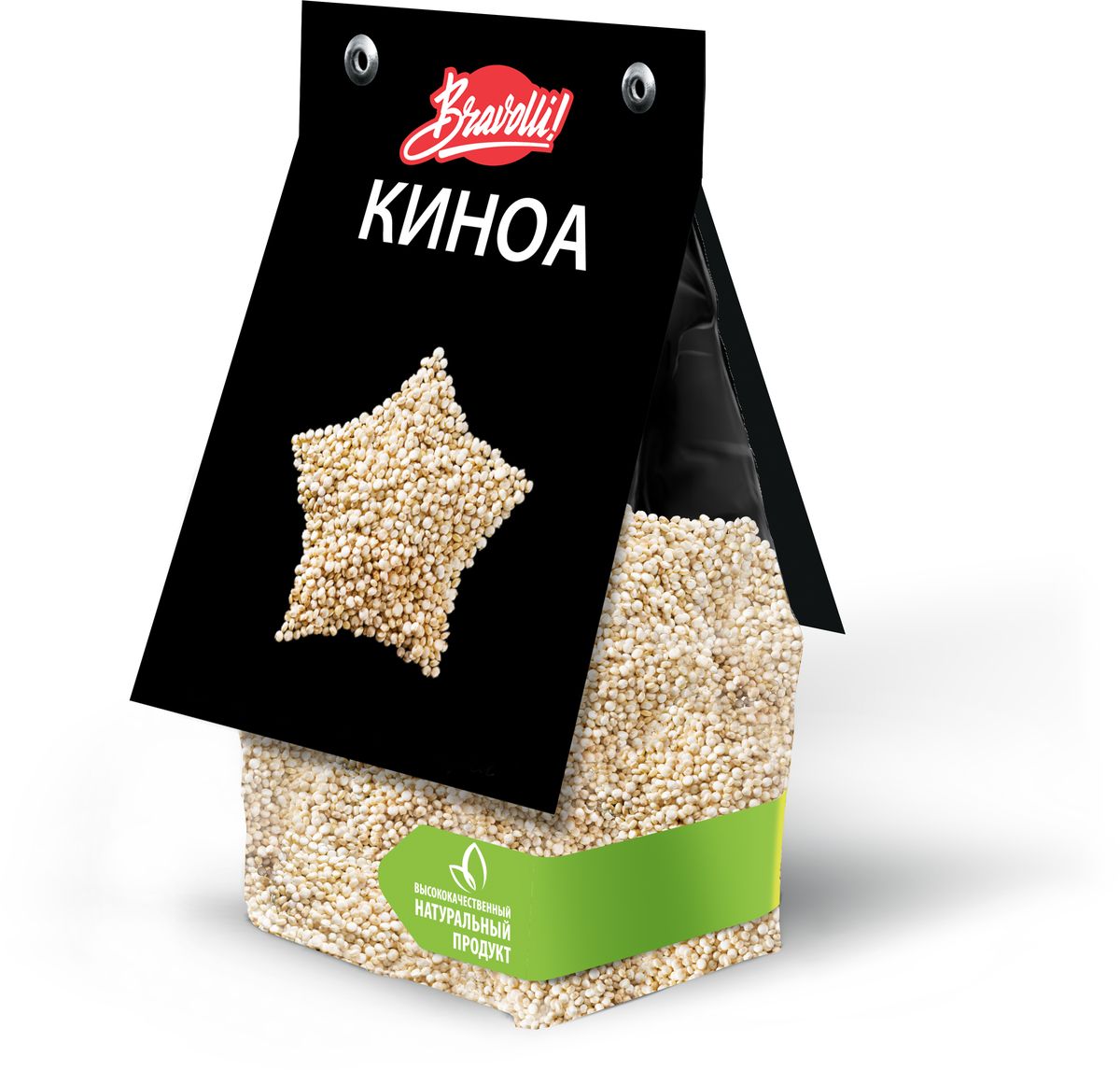 Bravolli Киноа, 350 гБР 126/6 Bravolli Киноа, 350 гБР 126/6Киноа - очень древняя культура, ее начали выращивать более 5 тысяч лет назад. Инки называли киноа божественным зерном за силу, которую она дарила людям. Киноа имеет запах свежей травы, у нее приятный вкус. Она может стать оригинальной заменой рису, булгуру и другим традиционным крупам в супах, салатах, гарнирах. В перуанской кухне она традиционно используется для приготовления вторых блюд, например, кинотто, а также супов и в качестве панировки. При варке киноа увеличивается в объеме примерно в четыре раза, ее центр становится прозрачным, а вокруг образуется маленькое колечко - корона. Киноа можно проращивать.