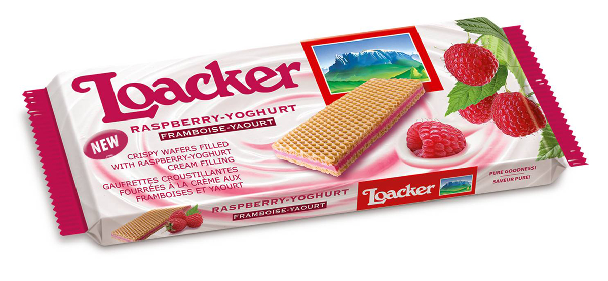 Loacker Малина и йогурт вафли, 150 г13160-022 Loacker Малина и йогурт вафли, 150 г13160-022Loacker Малина и йогурт - это четыре слоя нежного крема между пятью тонкими, хрустящими вафлями. Изысканная начинка с ароматом спелой, сочной малины и йогурта гарантирует невероятное удовольствие. Для получения 100 г малиново-йогуртовой начинки используется примерно 10 г малины, поспевшей на солнечных полях, отобранной вручную.