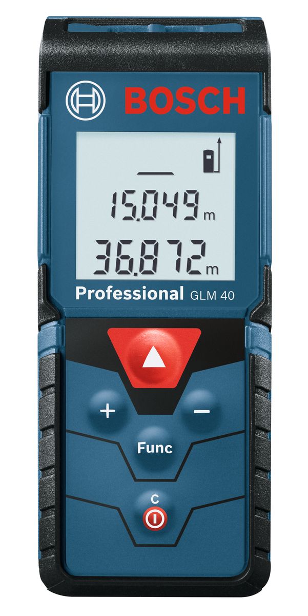 Лазерный дальномер Bosch GLM 40AF-3401 Лазерный дальномер Bosch GLM 40AF-3401Технические характеристики Диапазон измерения 0,15 - 40 м Класс лазера 2 Точность измерения, стандарт. +/- 1,5 мм Время измерения, стандарт. Комплектация: Чехол 2 батареи ААА 1,5 В LR03