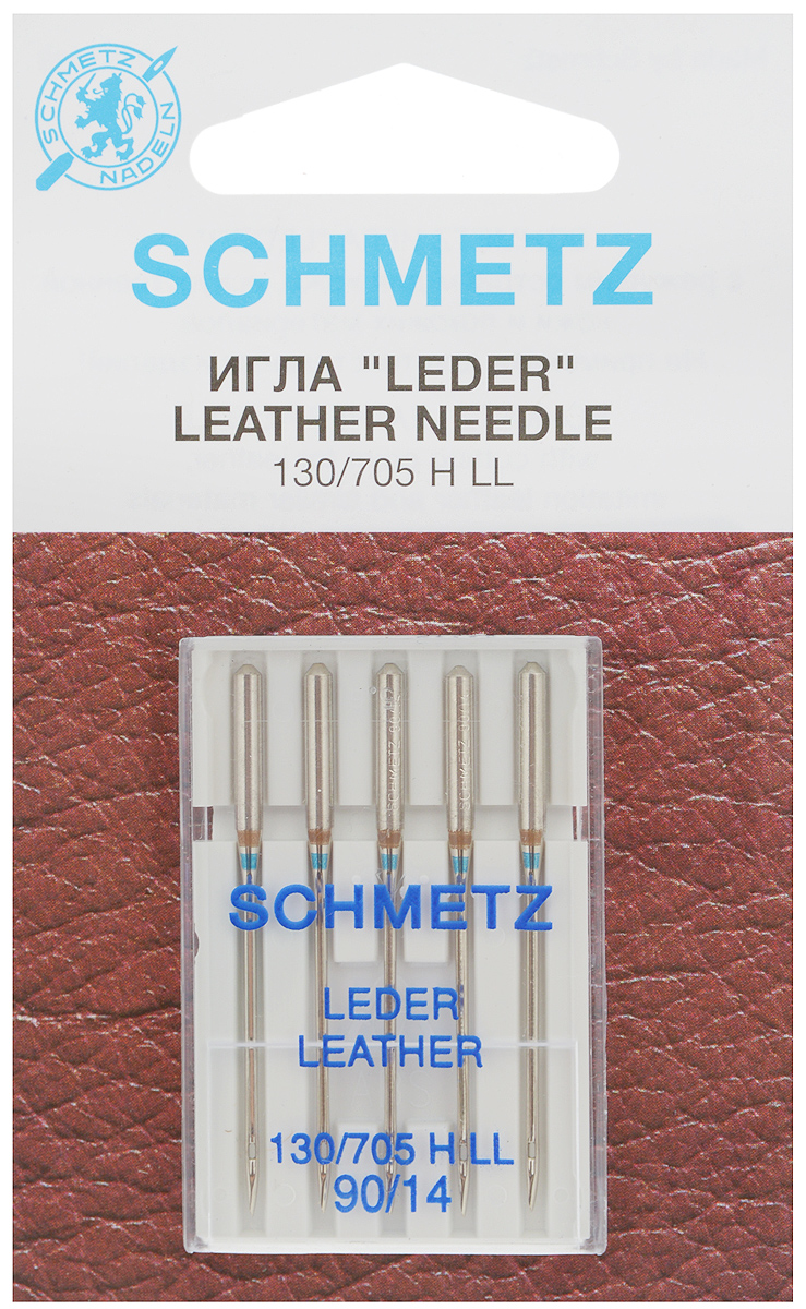Набор игл для кожи Schmetz Leder, №90, 5 шт22:15.AS2.VDS Набор игл для кожи Schmetz Leder, №90, 5 шт22:15.AS2.VDSНабор Schmetz Leder состоит из пяти игл для бытовых швейных машин всех марок. Режущее острие оставляет после прокола аккуратную прорезь. Иглы предназначены для кожи, искусственной кожи и похожих материалов. Не рекомендуется применять для текстильных изделий. Комплектация: 5 шт. Размер игл: №90. Стандарт: 130/705 H LL.