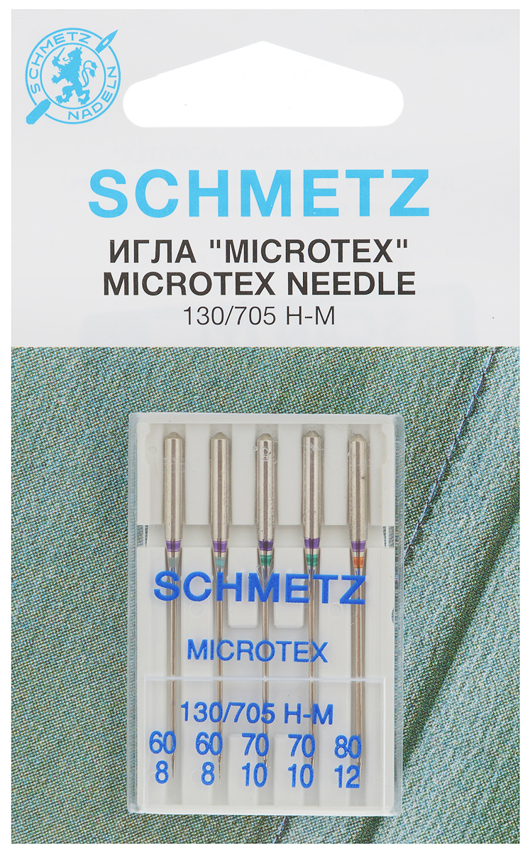 Набор игл Schmetz Microtex, №60, №70, №80, 5 шт22:31.MA2.V4S Набор игл Schmetz Microtex, №60, №70, №80, 5 шт22:31.MA2.V4SНабор Schmetz Microtex состоит из пяти игл для бытовых швейных машин всех марок. Предназначены для работы с шелком, тканями из микроволокон, тканями с покрытием и пленками. Комплектация: 5 шт. Размер игл: №60, №70, №80. Стандарт: 130/705 H-M.